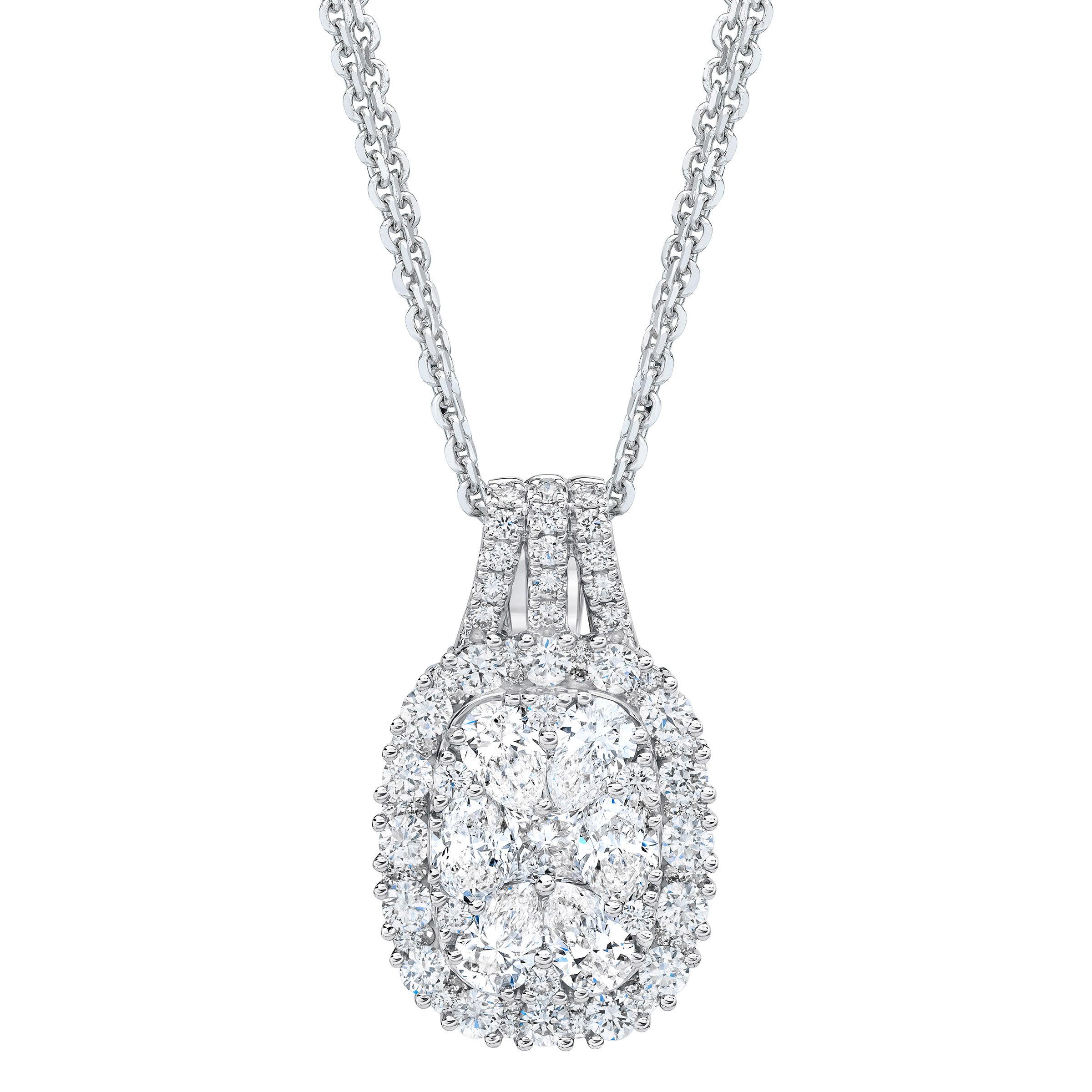 18KT WHITE GOLD VS2 I 1.96CTW CLUSTER DIAMOND PENDANT - Image 1