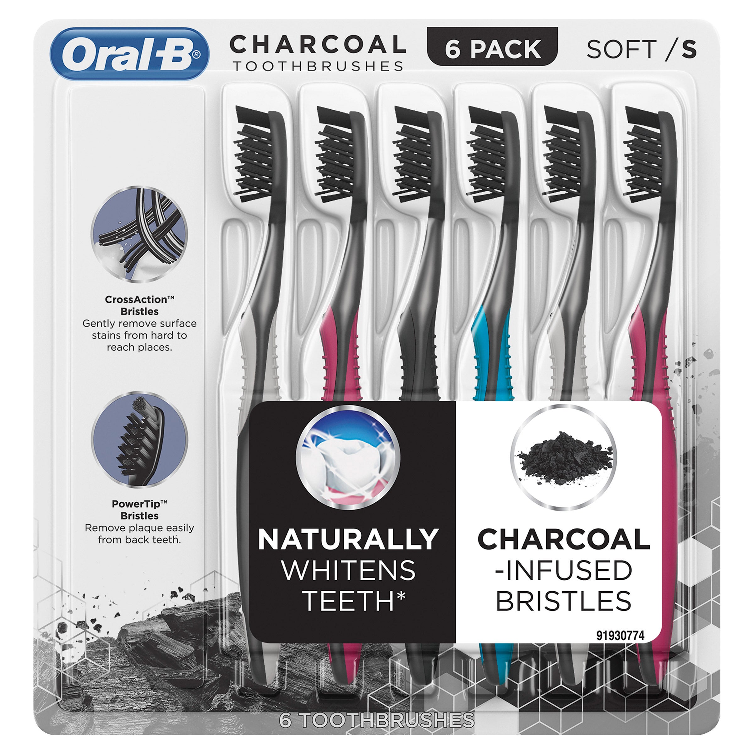 ORAL-B CHARCOAL TOOTHBRUSH 6 COUNT