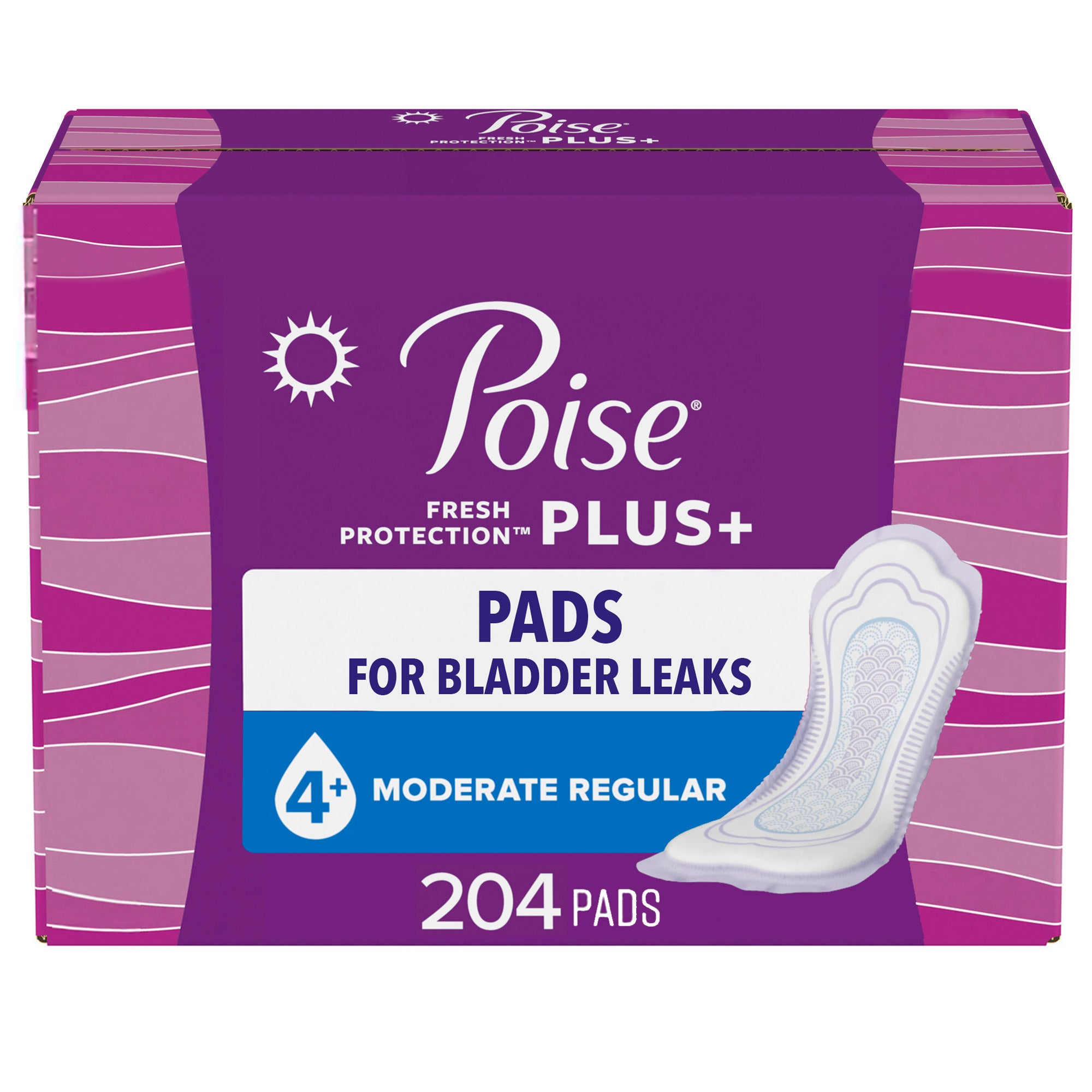 POISE PLUS EXTRA ABSORBENCY REGULAR PADS 204 COUNT - Image 1
