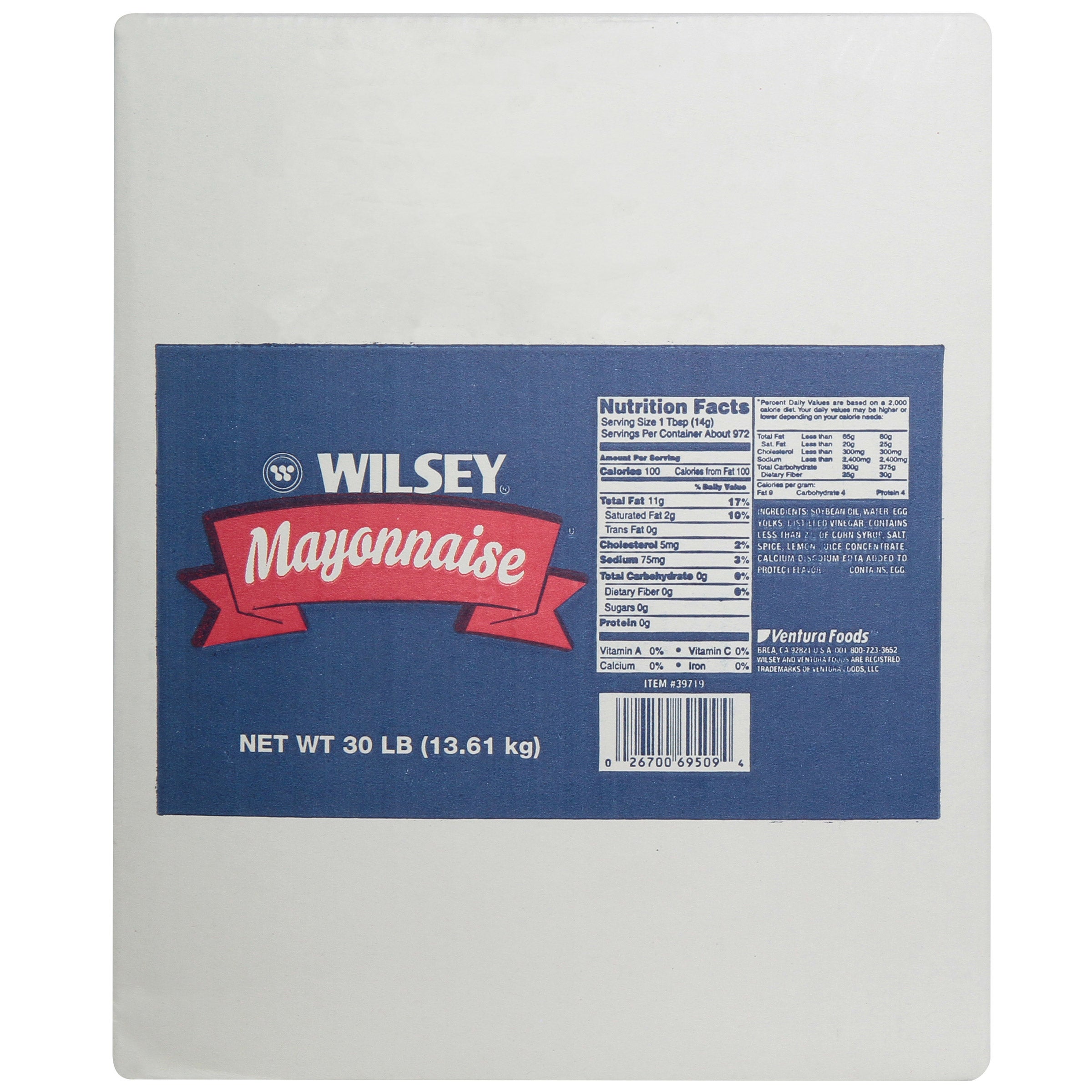 WILSEY WHOLE EGG MAYONNAISE 30 LB