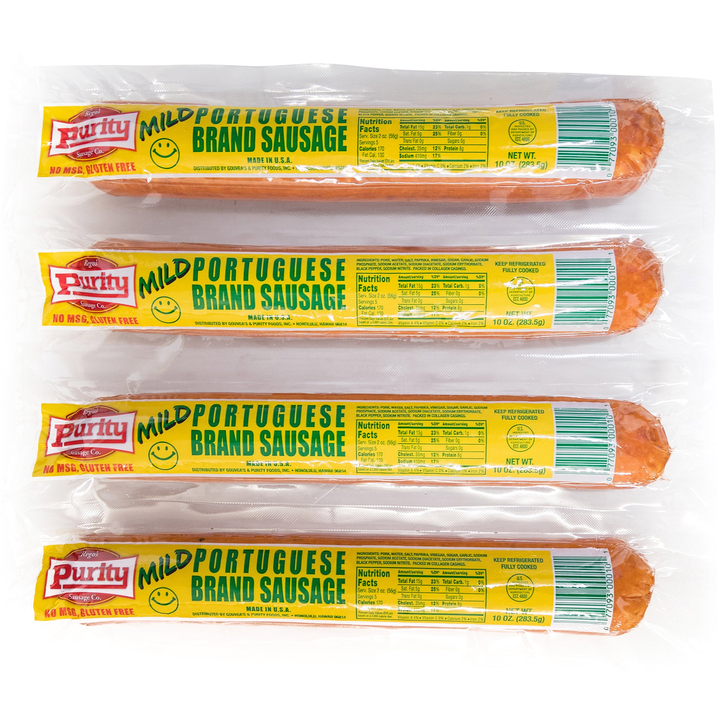 REGOS PURITY OF HAWAII PORTUGUESE SAUSAGE 4/10 OZ