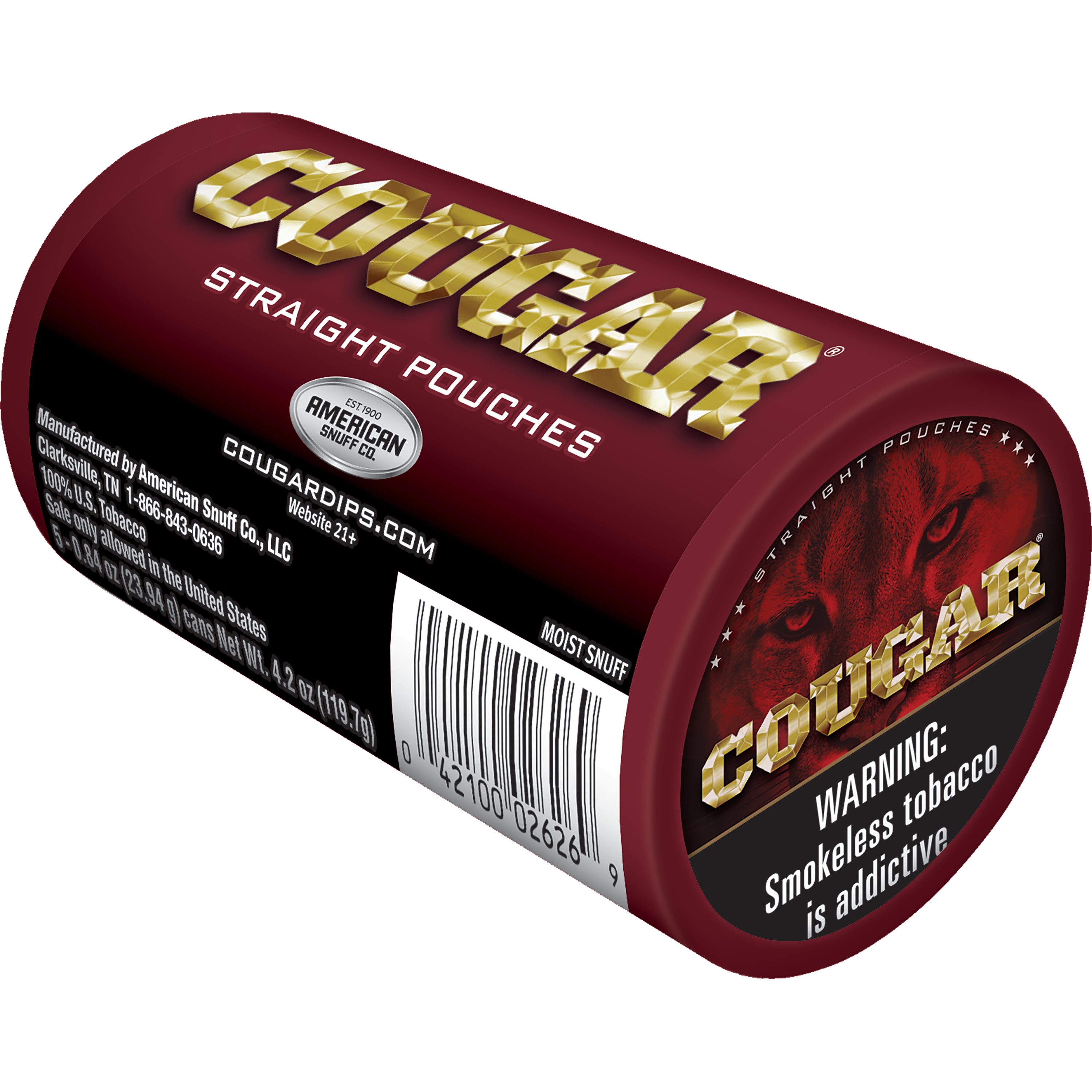 COUGAR STRAIGHT POUCH 5/1.2 OZ CAN ROLL - Image 1