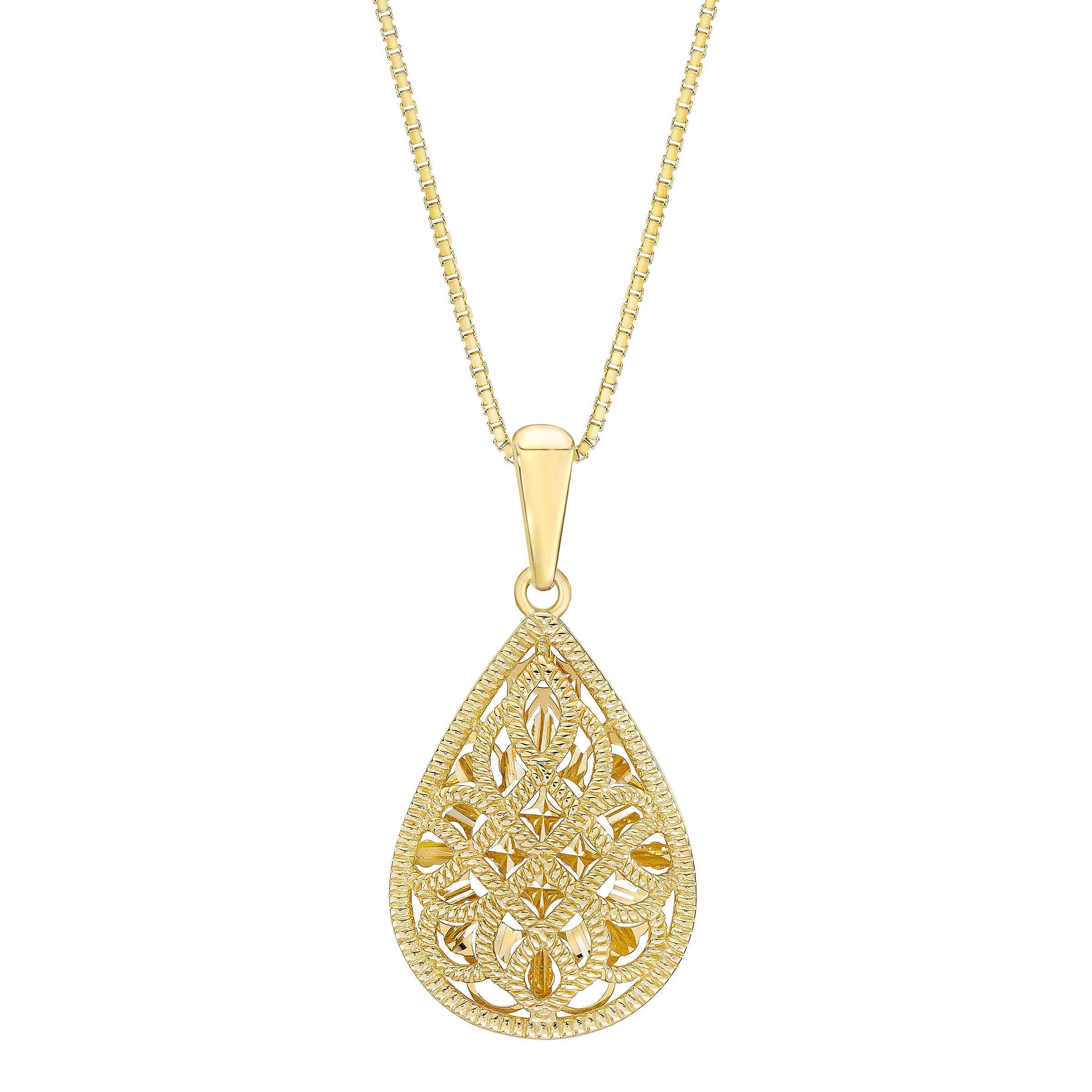 14KT YELLOW GOLD TEARDROP PENDANT 18¨