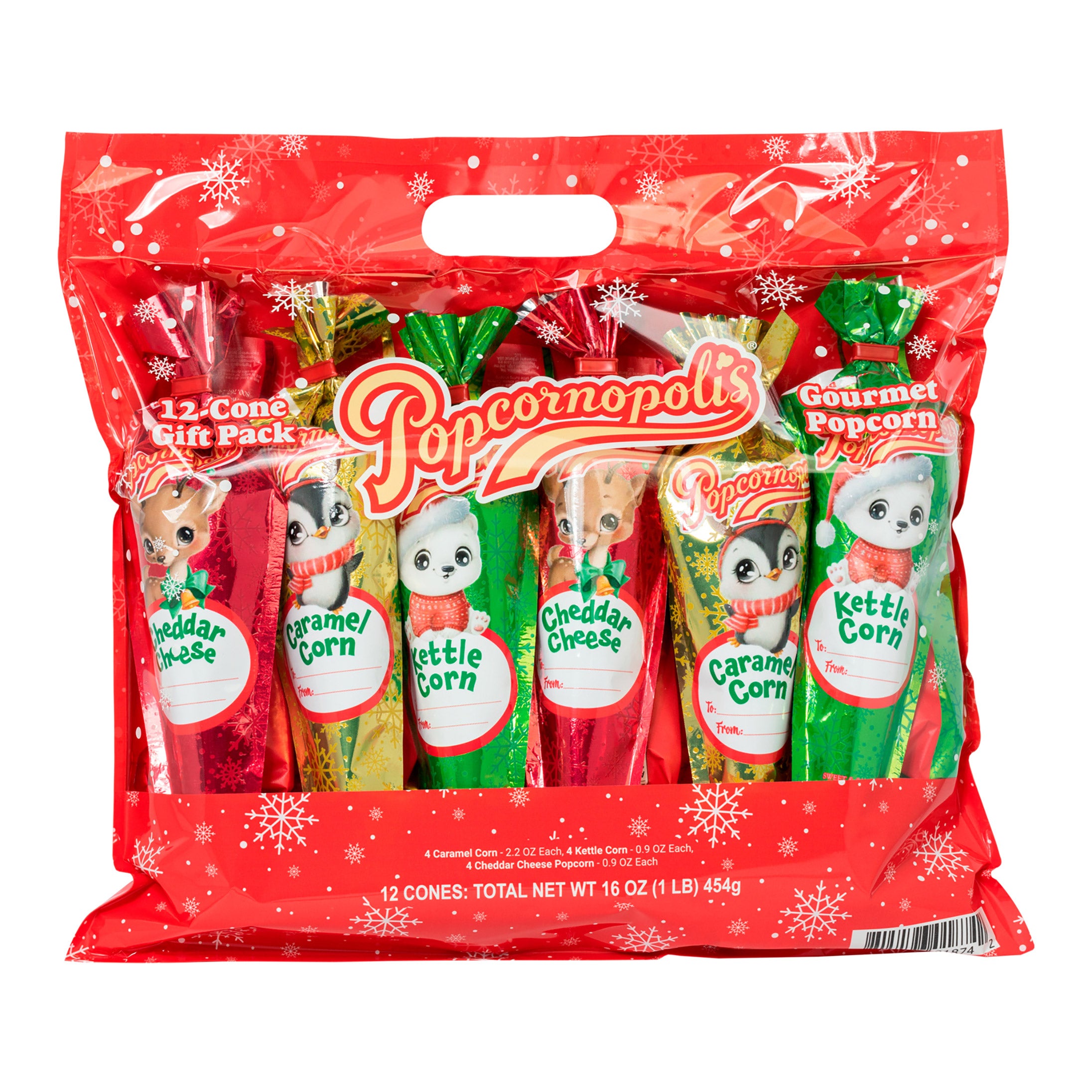 POPCORNOPOLIS HOLIDAY MINI CONES 16 OZ - Image 1