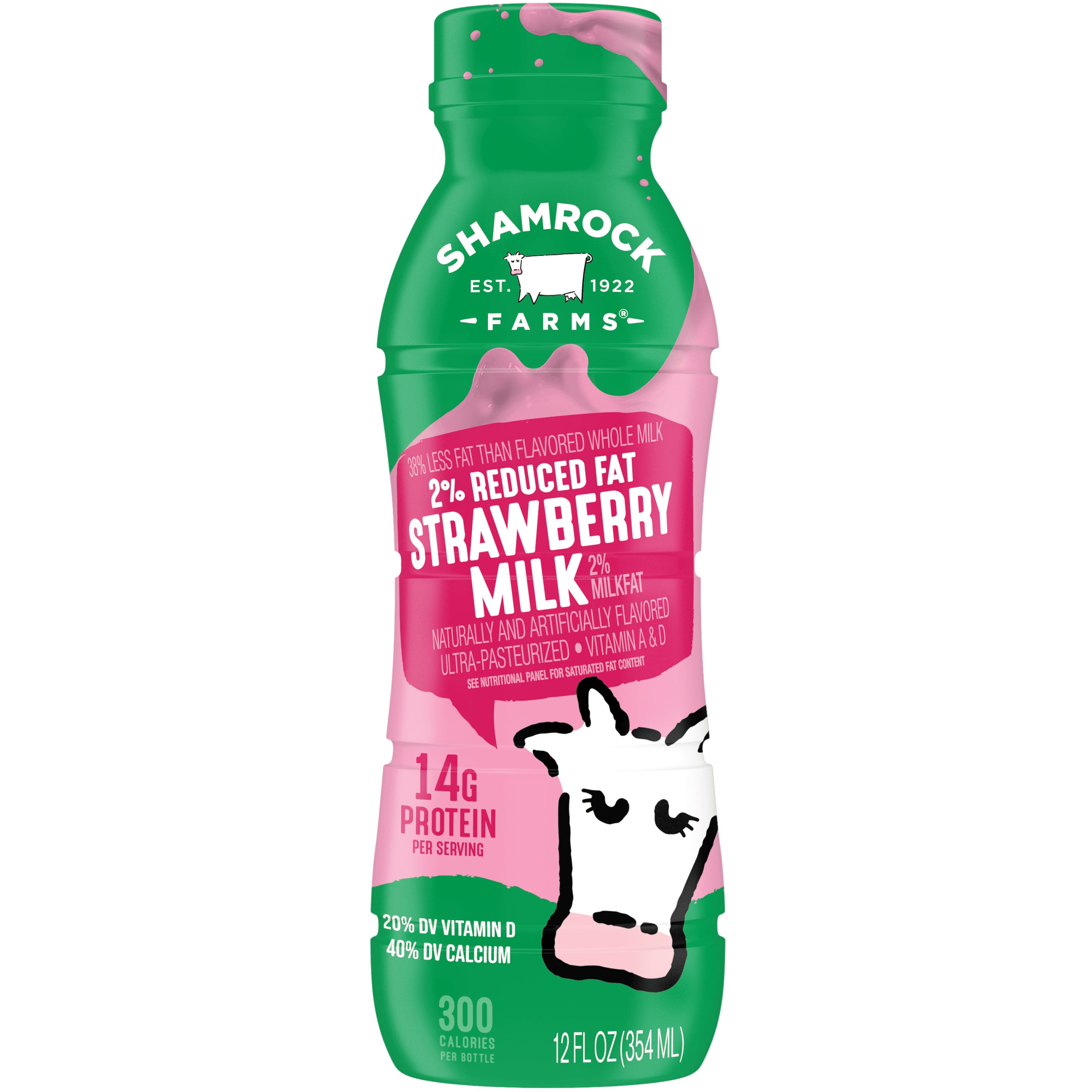 SHAMROCK FARMS 2% STRAWBERRY MILK 12/12 OZ - Image 1