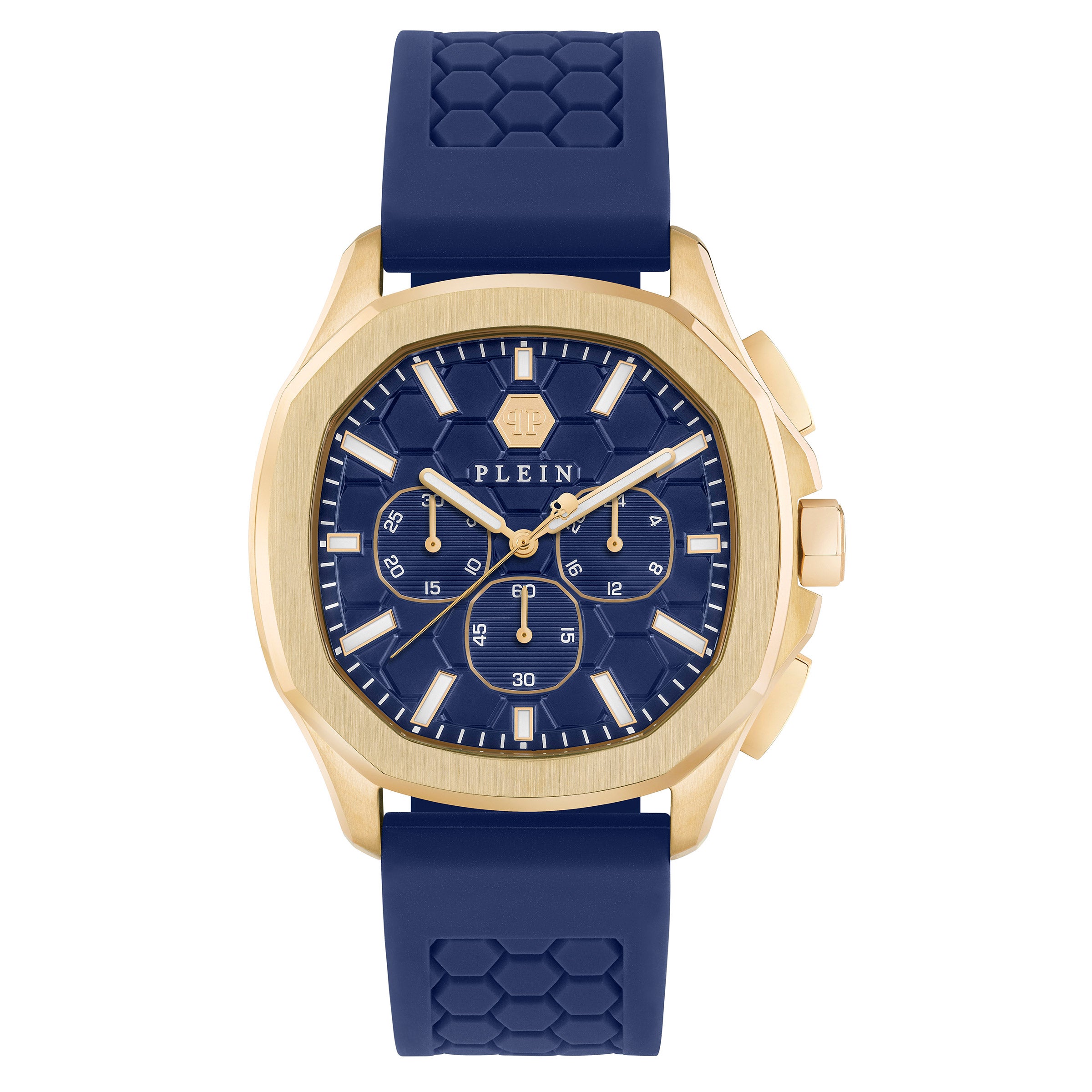 PHILLIP PLEIN SPECTRE STAINLESS STEEL CASE BLUE DIAL WATCH