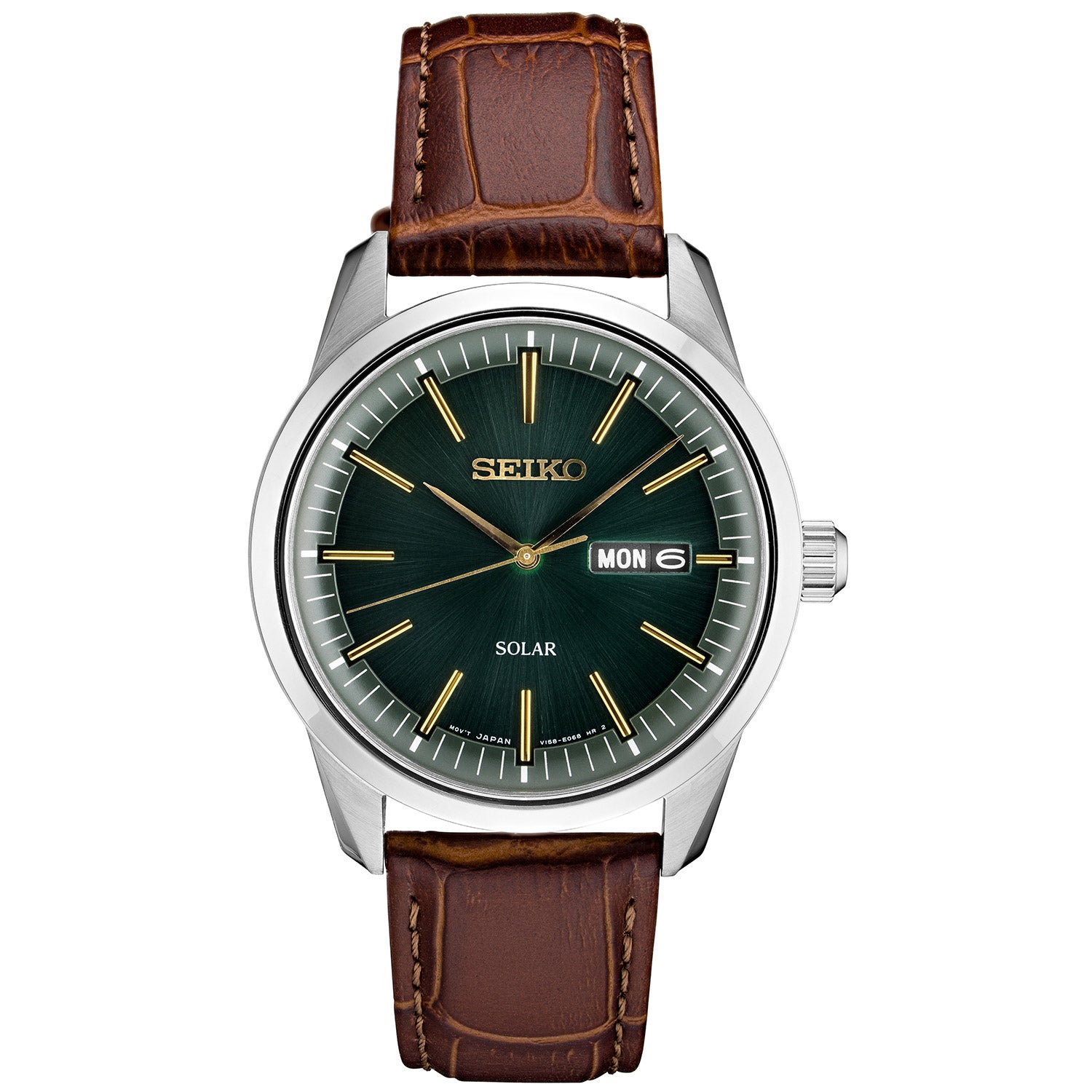 SEIKO ESSENTIAL SOLAR POWERED DARK GREEN DIAL MEN'S WATCH - Image 1