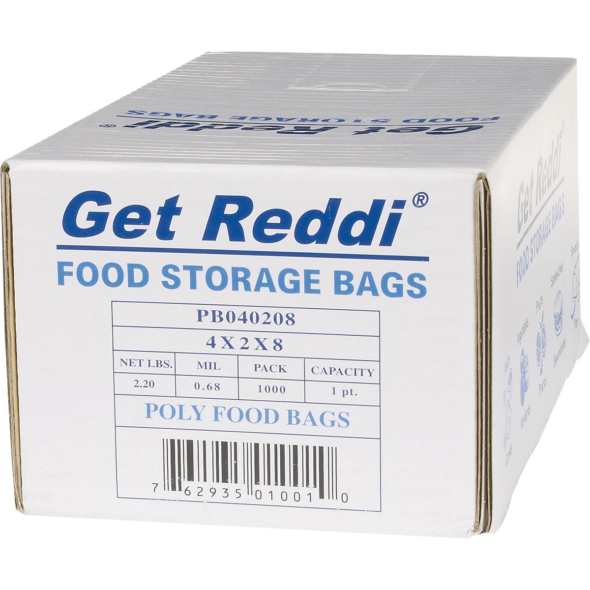 GET REDDI FOOD STORAGE BAG 4X2X8 1000 CT PB040208 - Image 1