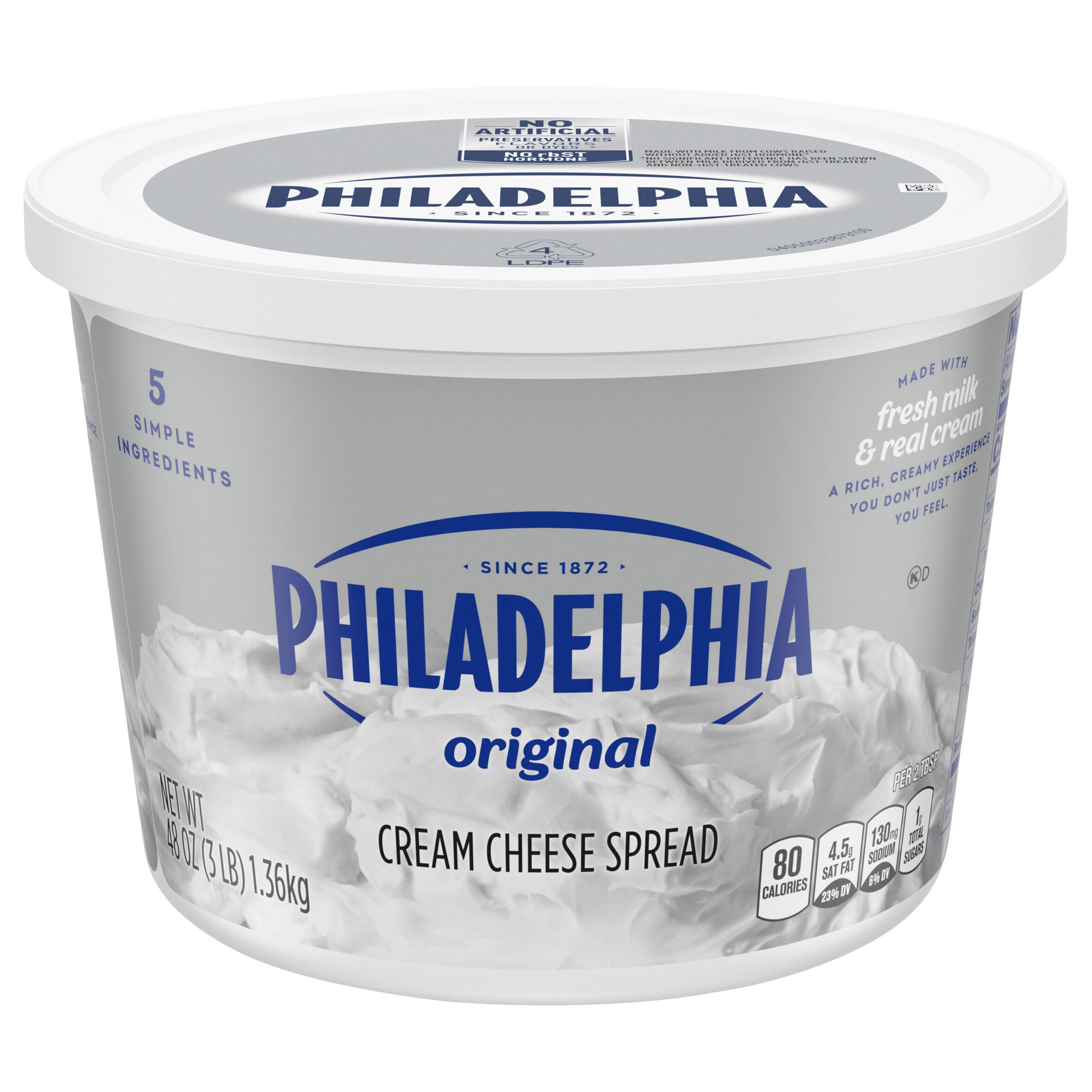 PHILADELPHIA SOFT CREAM CHEESE TUB 48 OZ (3 LBS) - Image 1