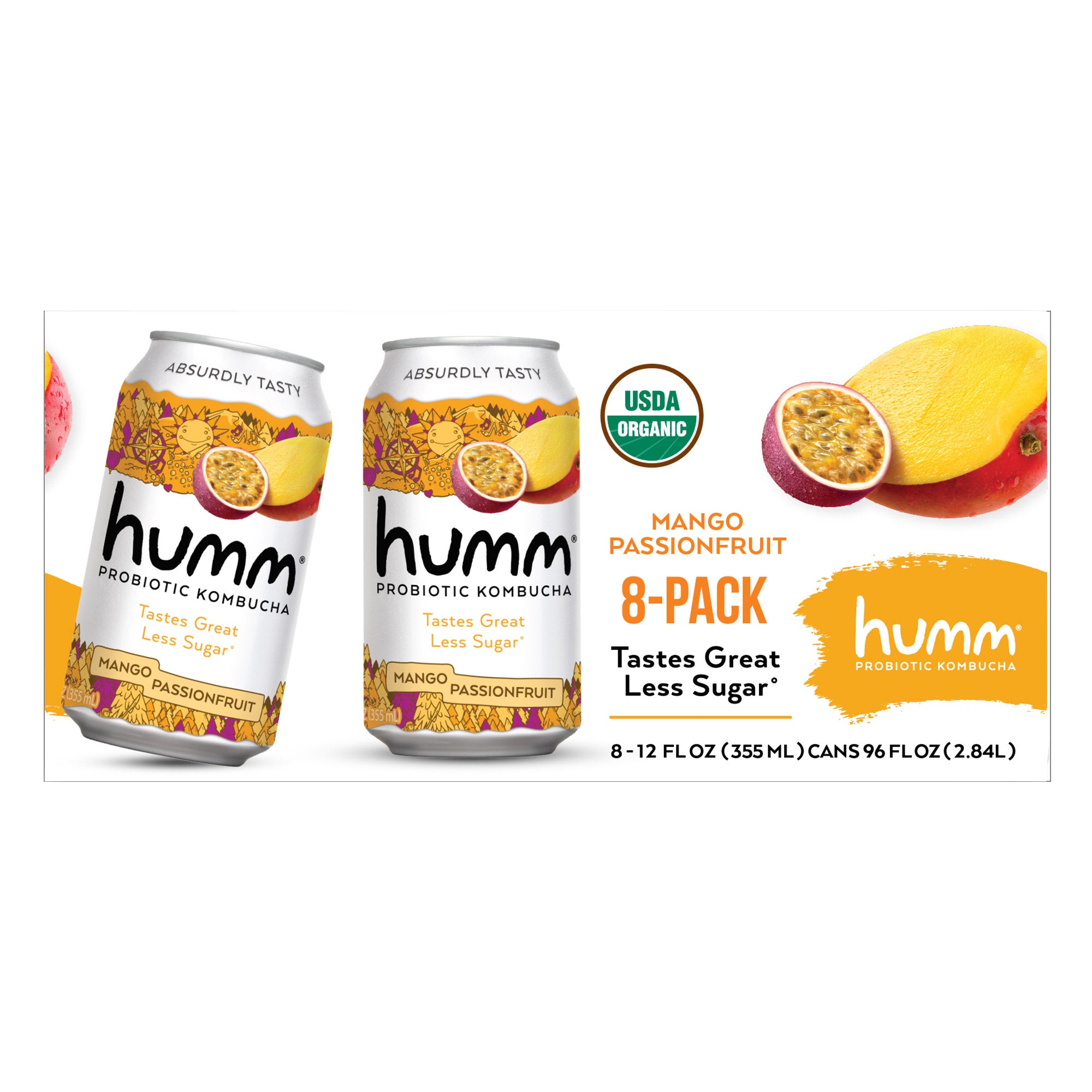 HUMM ORGANIC KOMBUCHA MANGO/PASSION FRUIT 8/12 OUNCE CANS