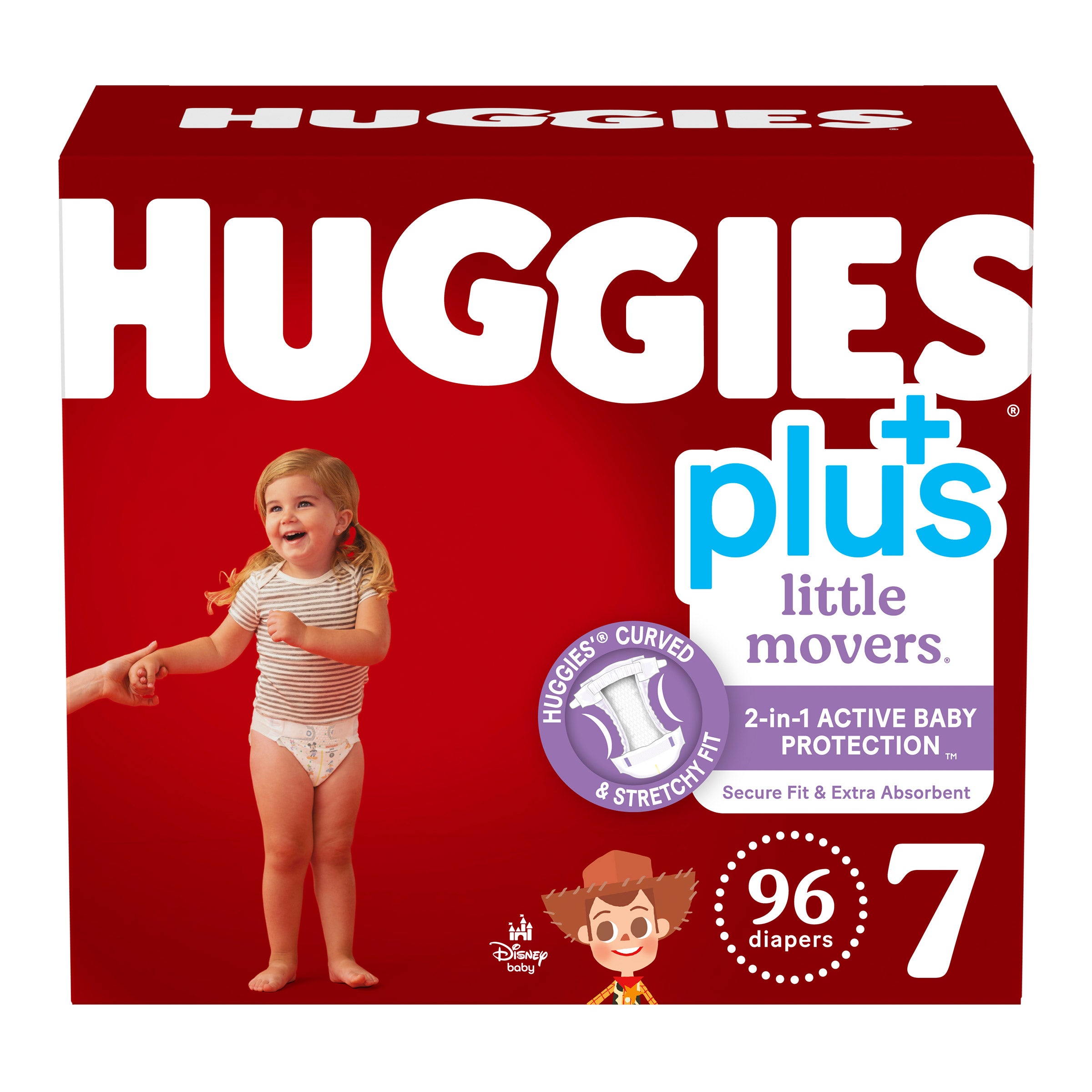 HUGGIES LITTLE MOVERS PLUS SIZE 7 - 96 COUNT - Image 1