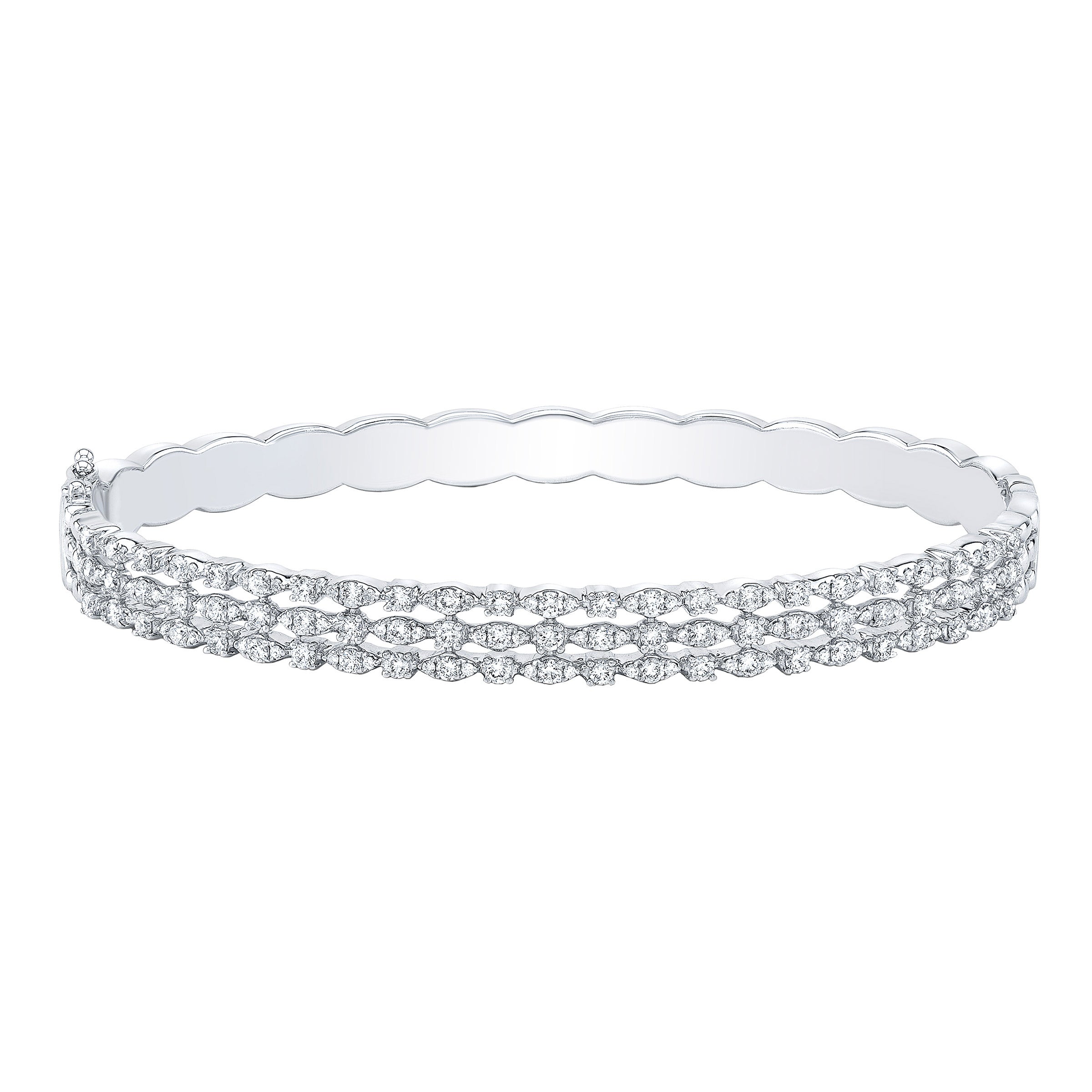 14KT WHITE GOLD VS2 I 1.37CTW ROUND DIAMOND BANGLE