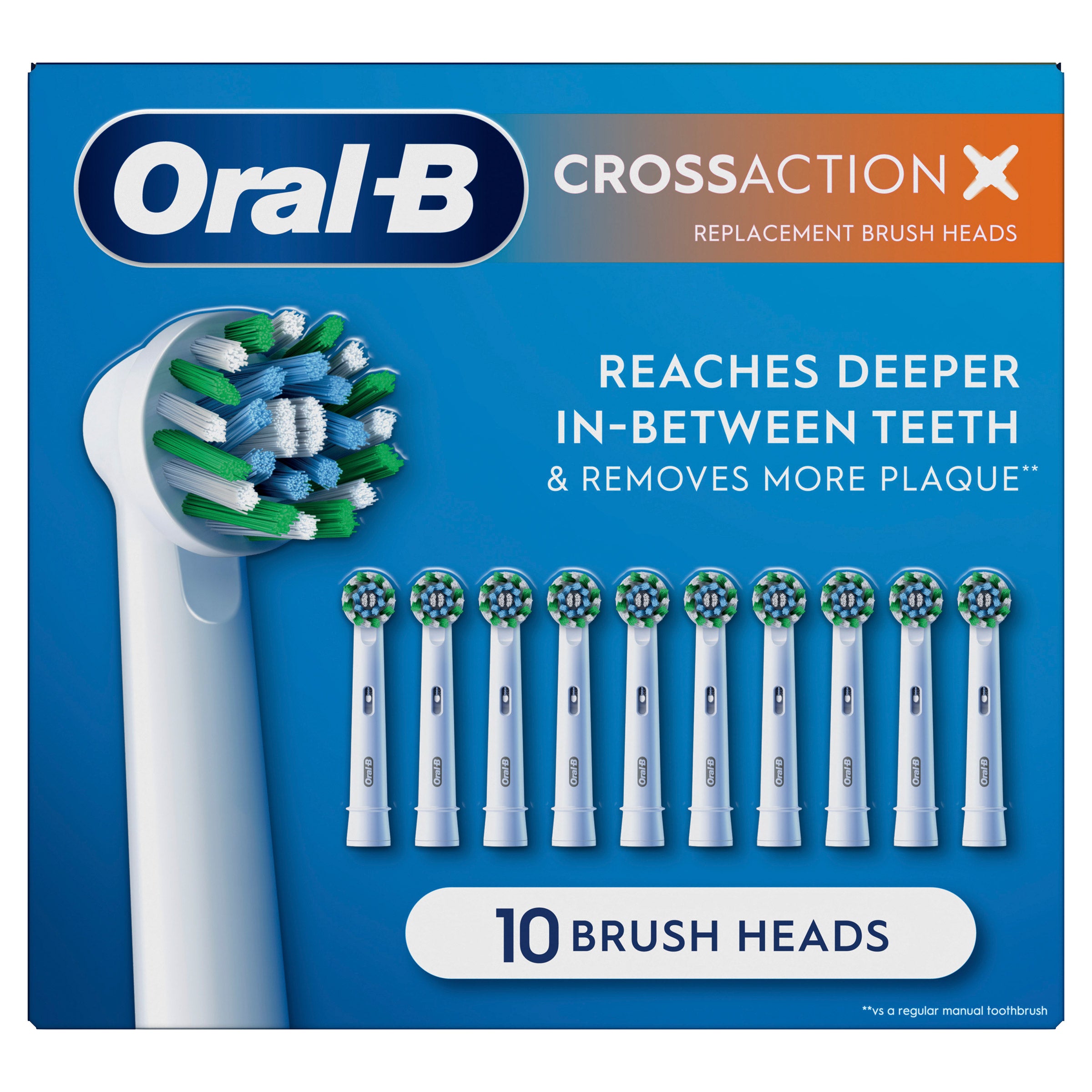ORAL B BRUSH HEADS CROSS ACTION 10PK ^