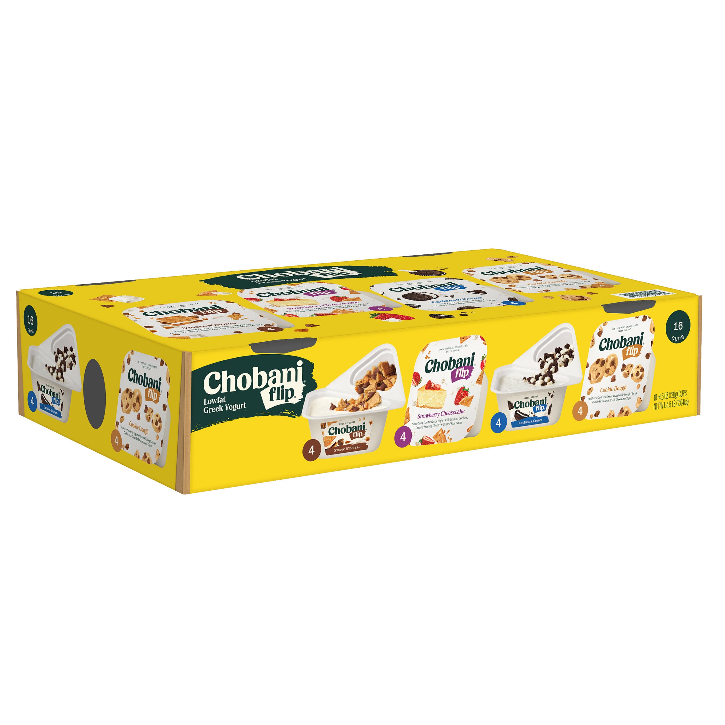 CHOBANI FLIP GREEK YOGURT VARIETY 16 COUNT 4.5 OUNCES EA