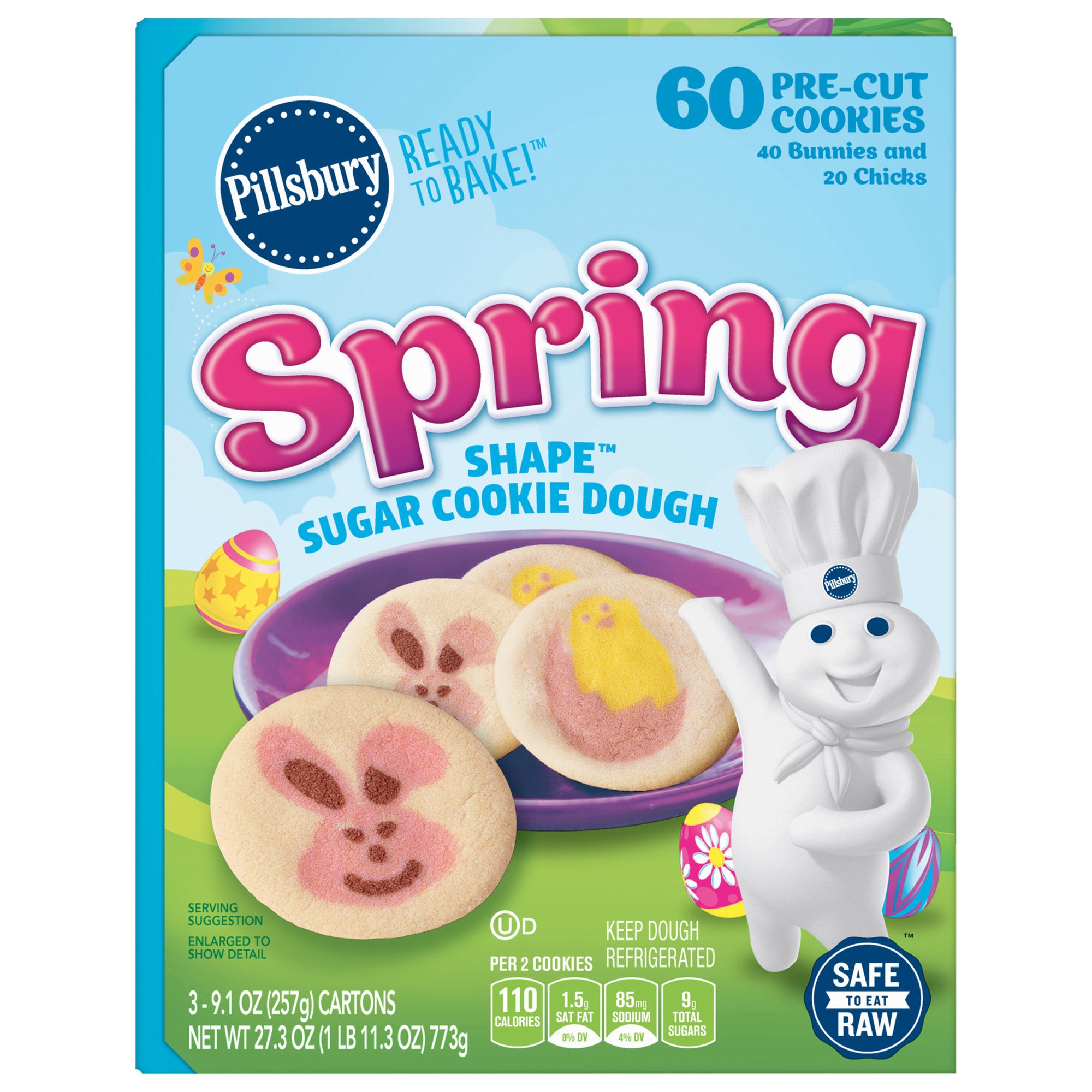 PILLSBURY SPRING SUGAR COOKIE DOUGH 3/9.1OZ (1LB 11.3OZ)