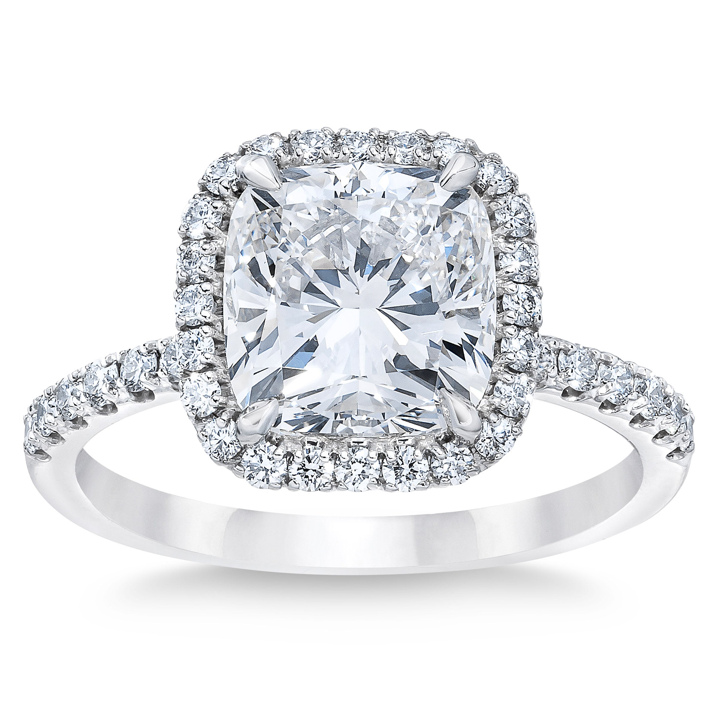 1.90CTW CUSHION CUT PLATINUM WEDDING RING 1.52CT CENTER VS1 ¨F¨ - Image 1