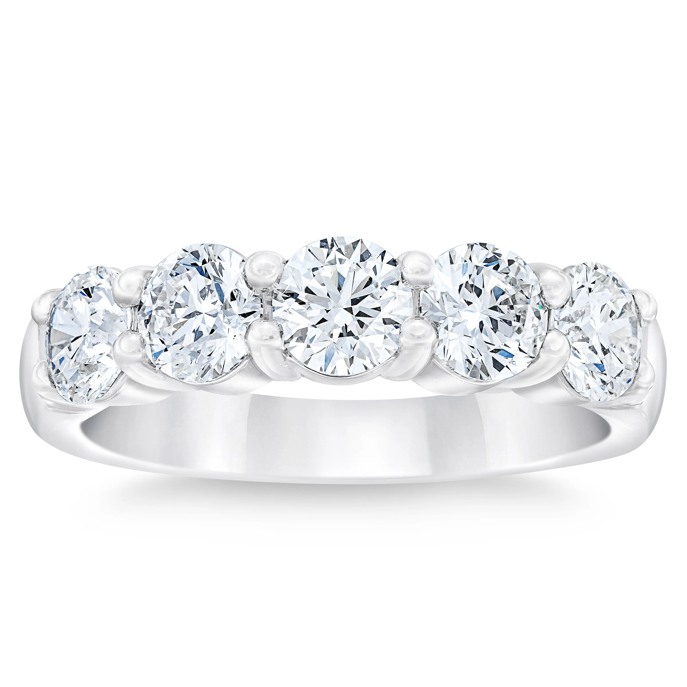 PLATINUM VS2 I 2.00CTW ROUND DIAMOND 5 STONE RING - Image 1