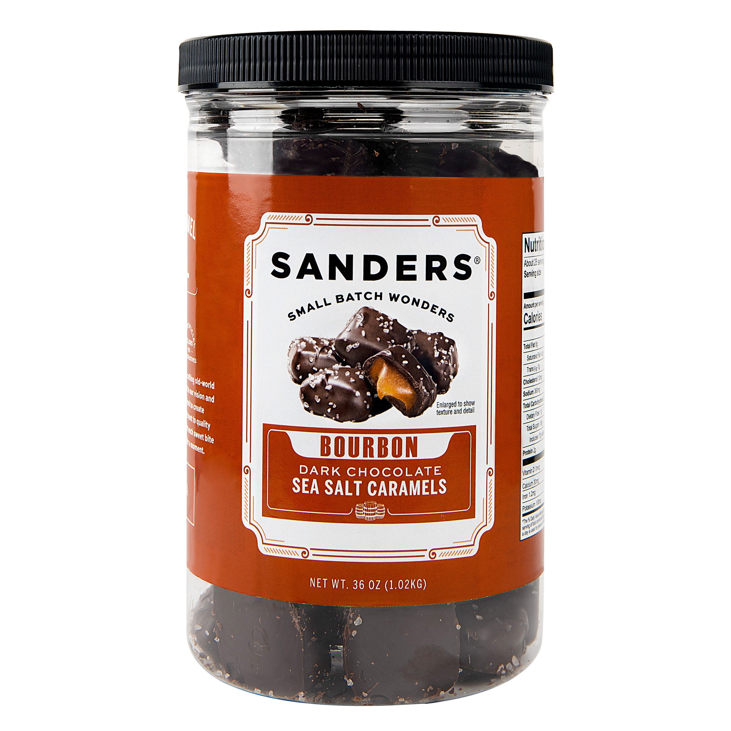 SANDERS BOURBON CARAMELS 36 OUNCE JAR