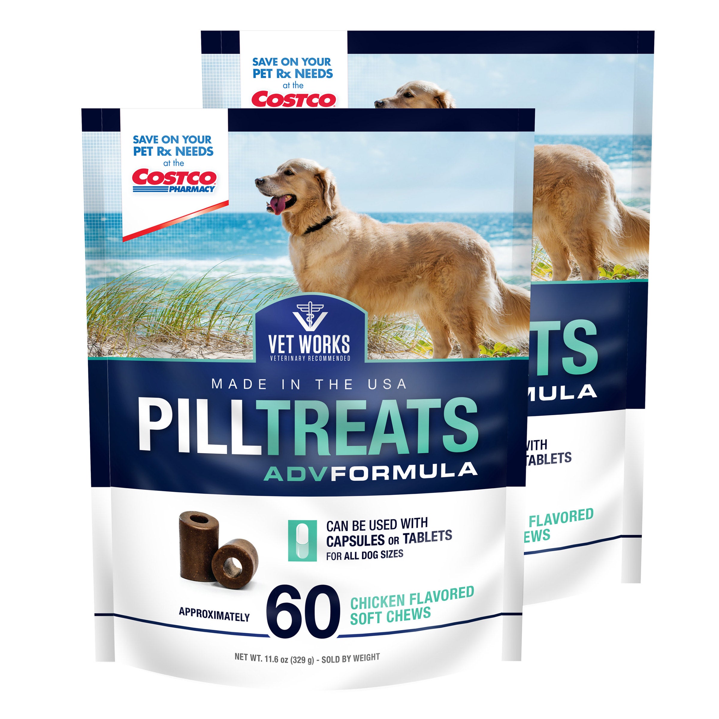 VET WORKS PILL TREATS 2 X 11.7OZ PACKS CHICKEN FLAVORED CHEW - Image 1