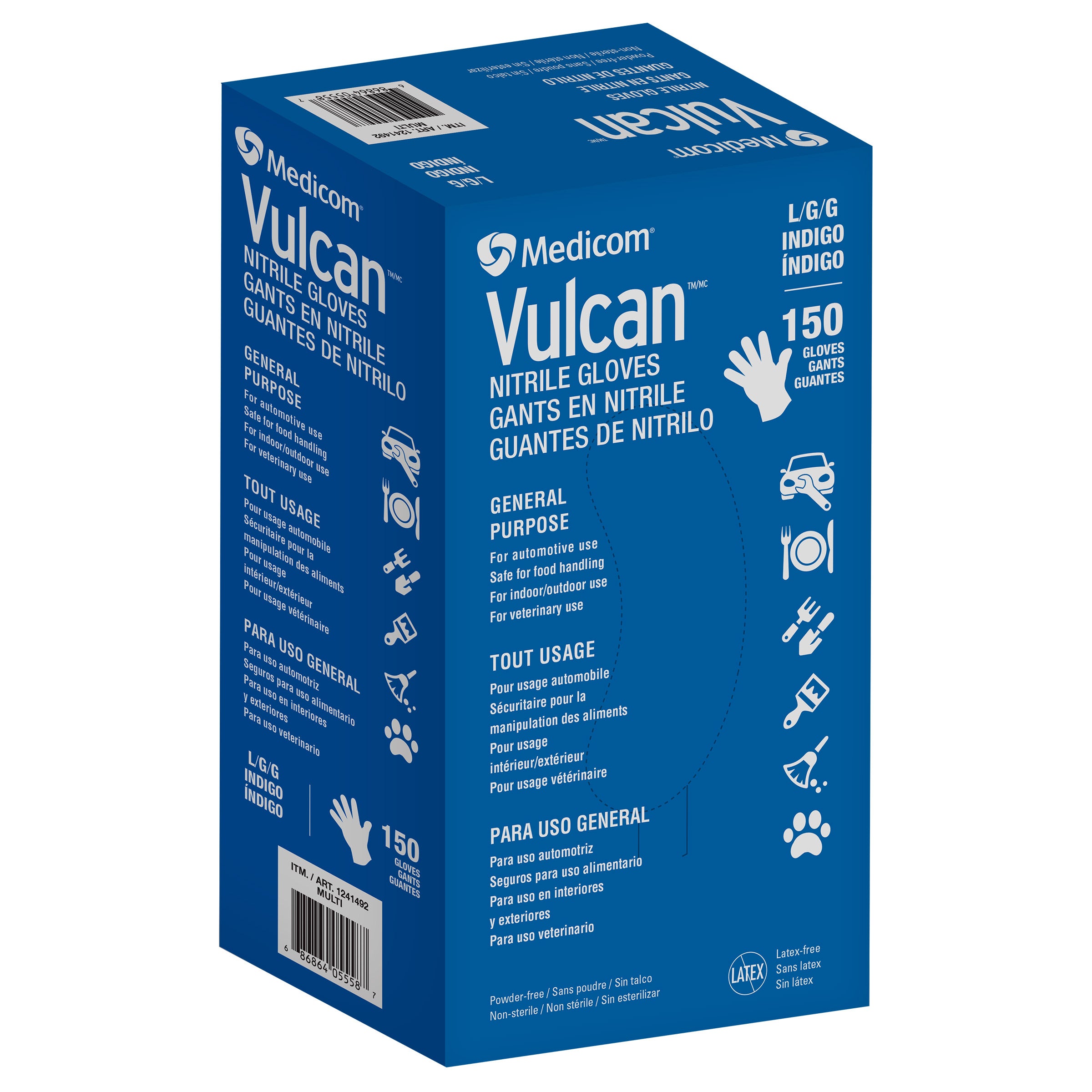 VULCAN NITRILE + POWDER FREE GLOVES 150 CT LARGE - Image 1