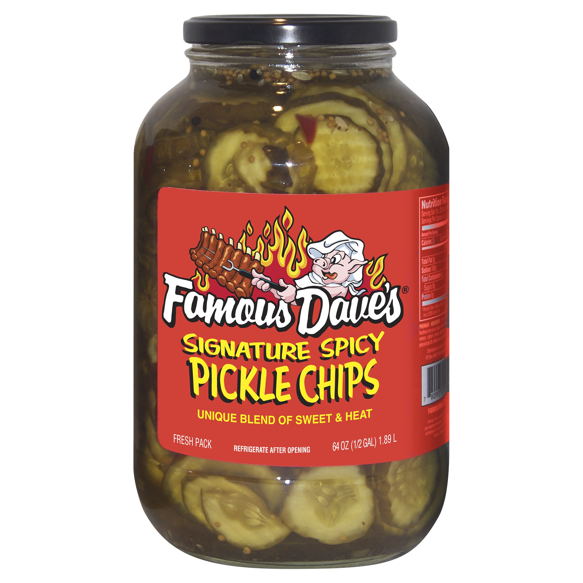 FAMOUS DAVE'S SPICY PICKLE CHIPS 64 FL OZ
