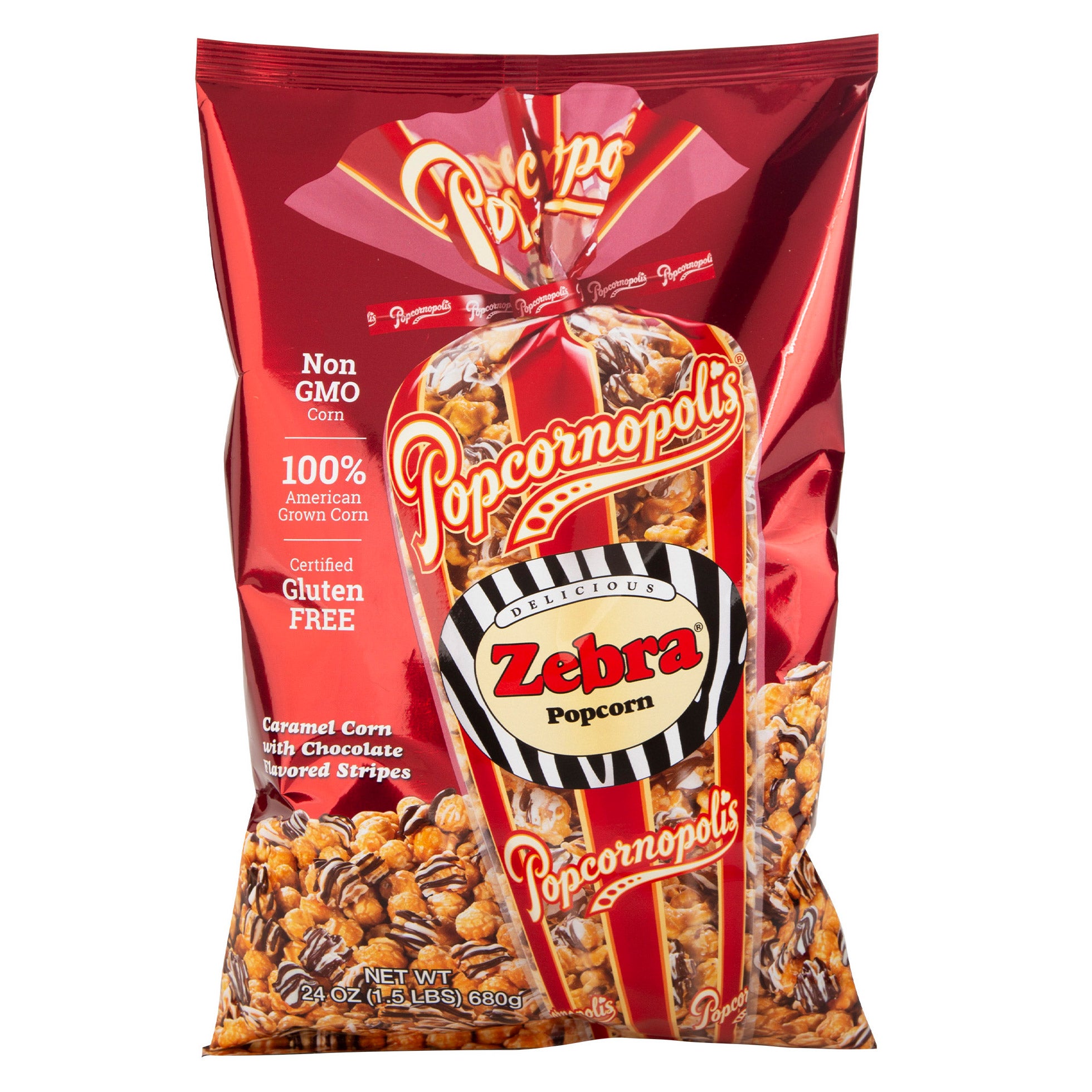 POPCORNOPOLIS ZEBRA POPCORN 24 OZ - Image 1