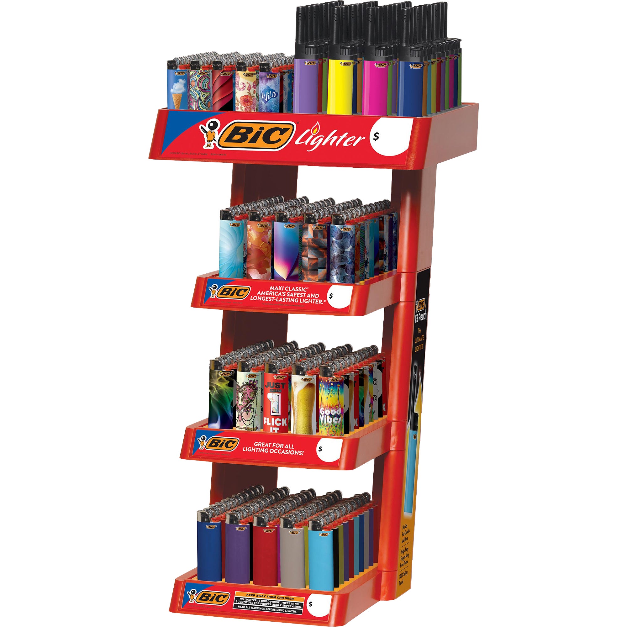 BIC LIGHTERS 4-TIER MAXI & EZ REACH 240 CT DISPLAY