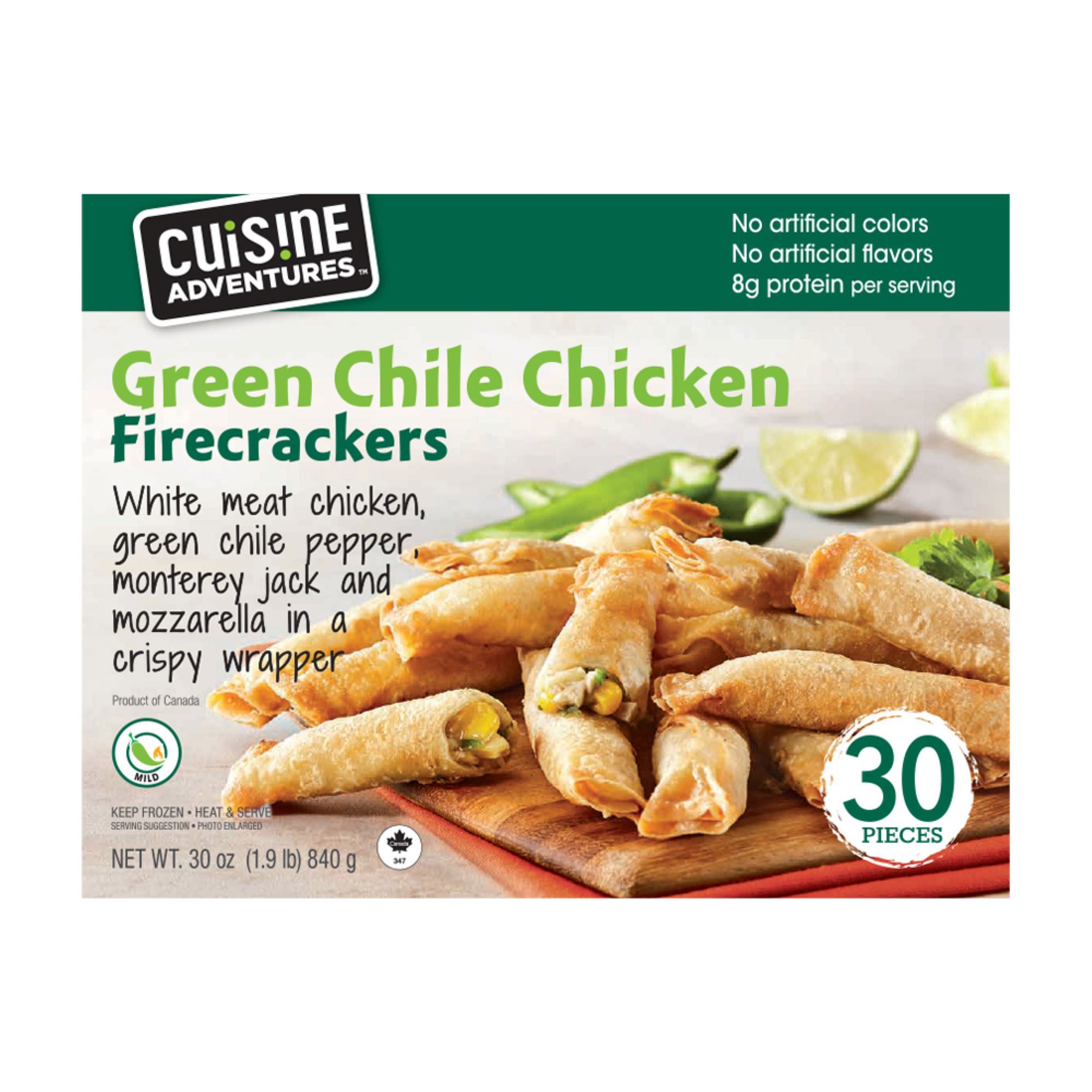 CUISINE ADVENTURES GREEN CHILE CHICKEN FIRECRACKERS 30CT 30OZ