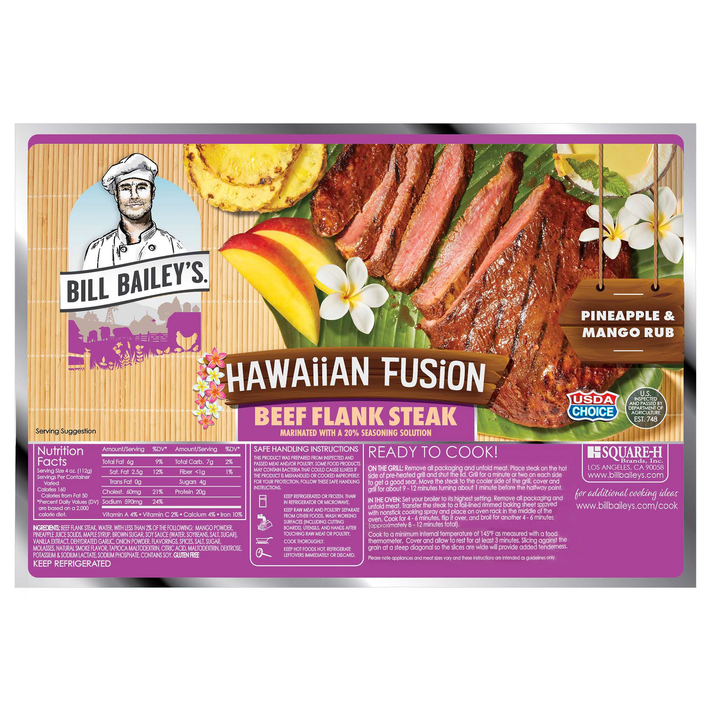 BILL BAILEY'S HAWAIIAN FUSION FLANK STEAK PER LB - Image 1