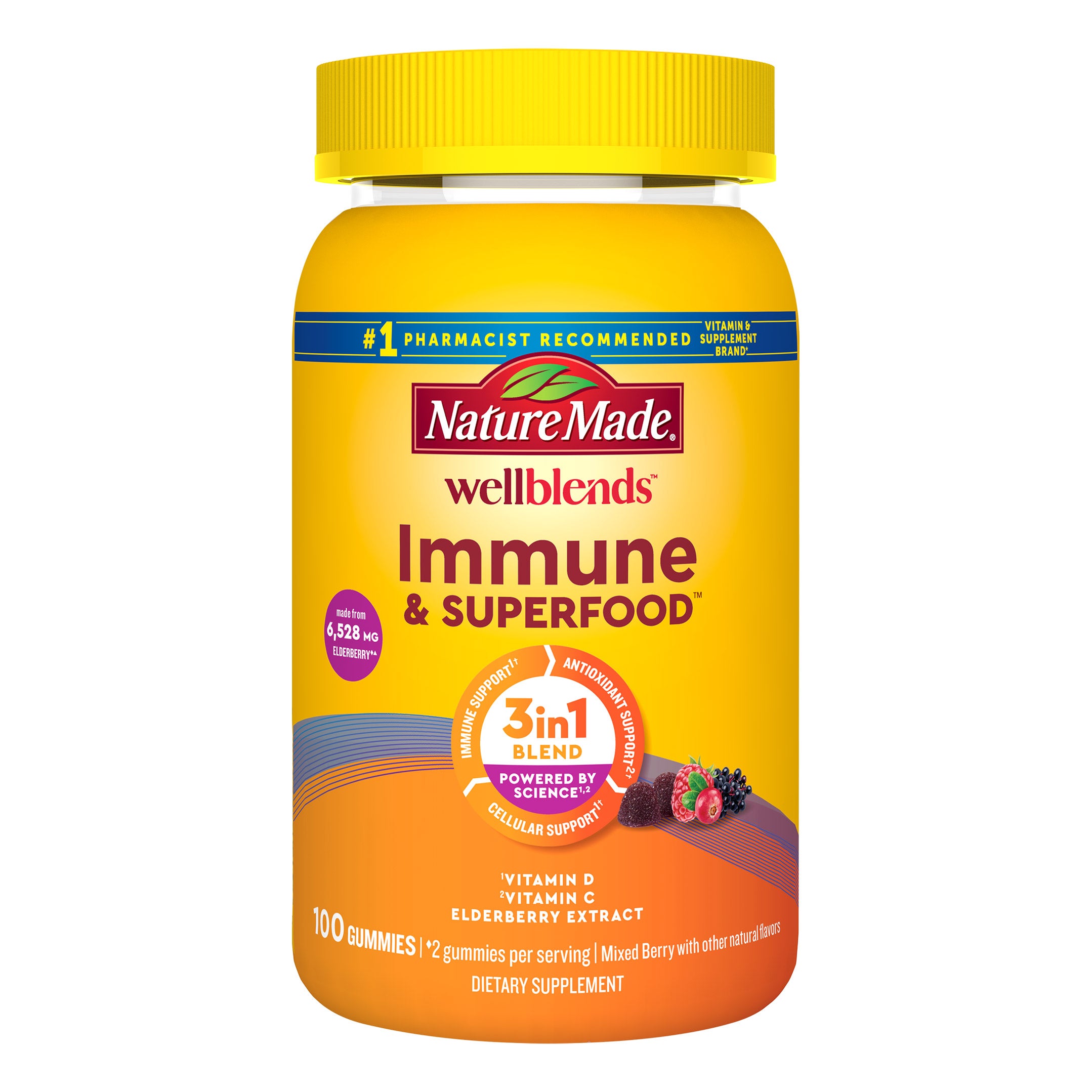 NATURE MADE WELLBLENDS IMMUNE & SUPERFOOD GUMMIES 100CT - Image 1