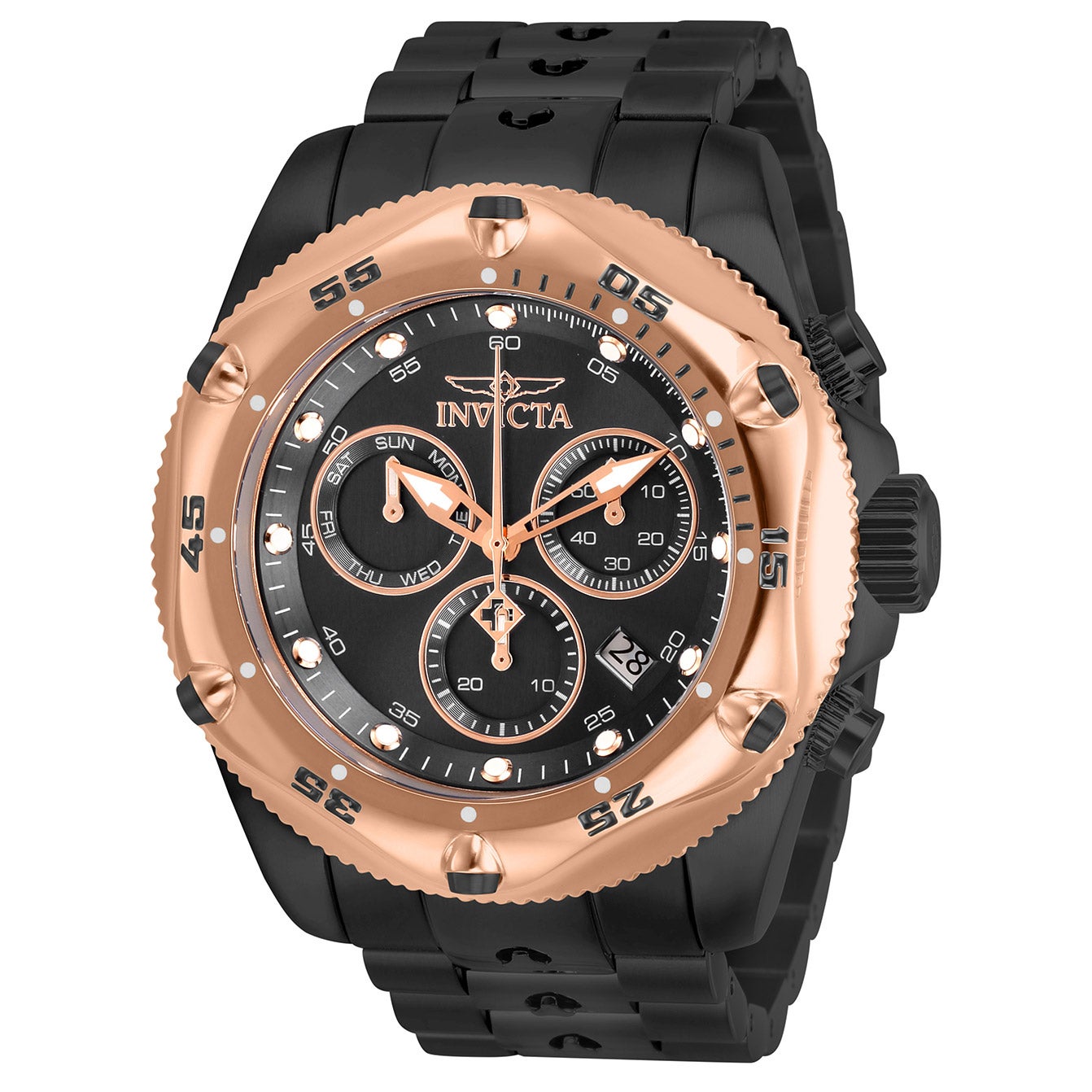 INVICTA PRO DIVER ROSE GOLD TONE BLACK DIAL MENS WATCH
