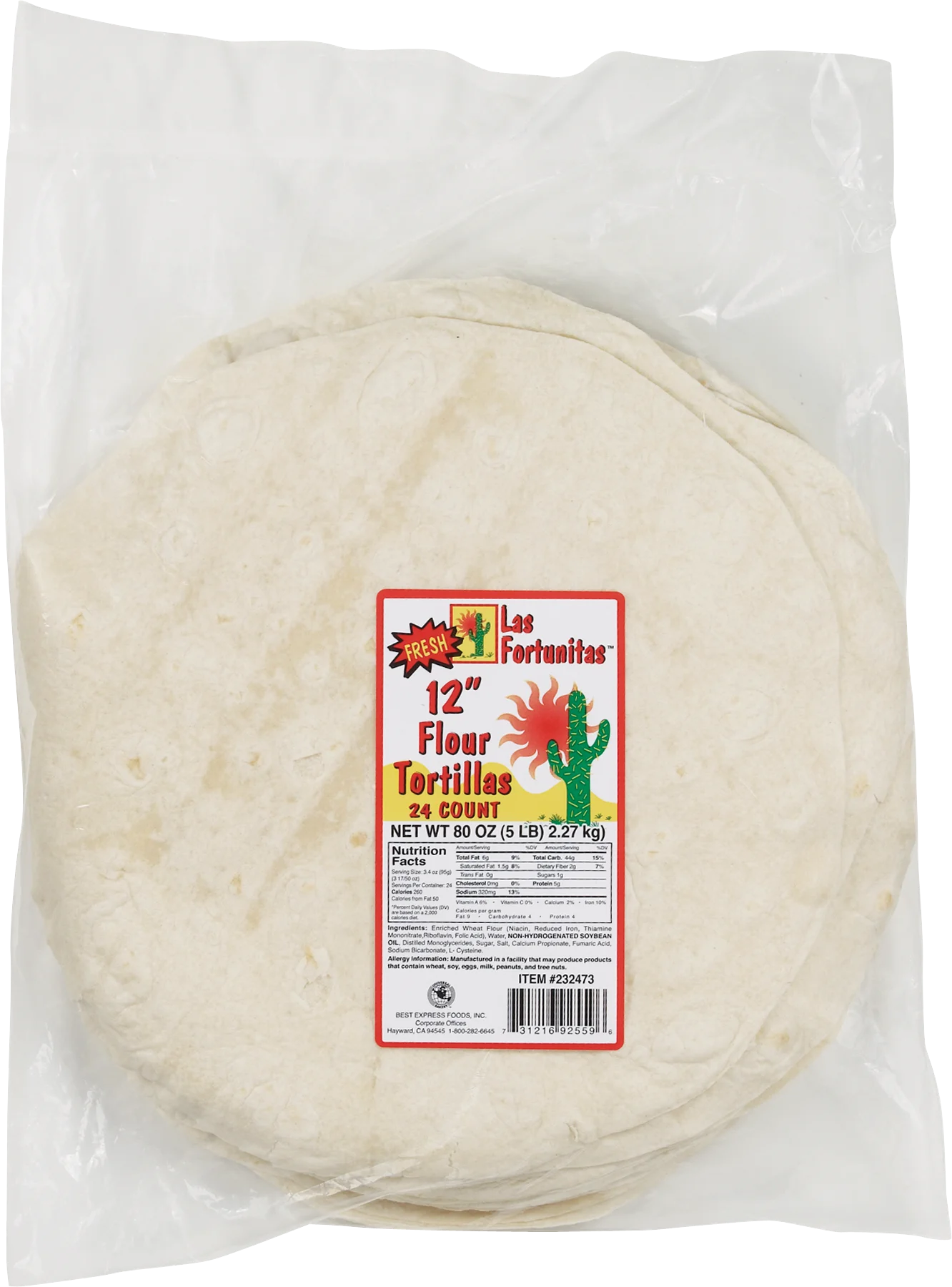 LAS FORTUNITAS 12¨ FLOUR TORTILLAS 24 CT
