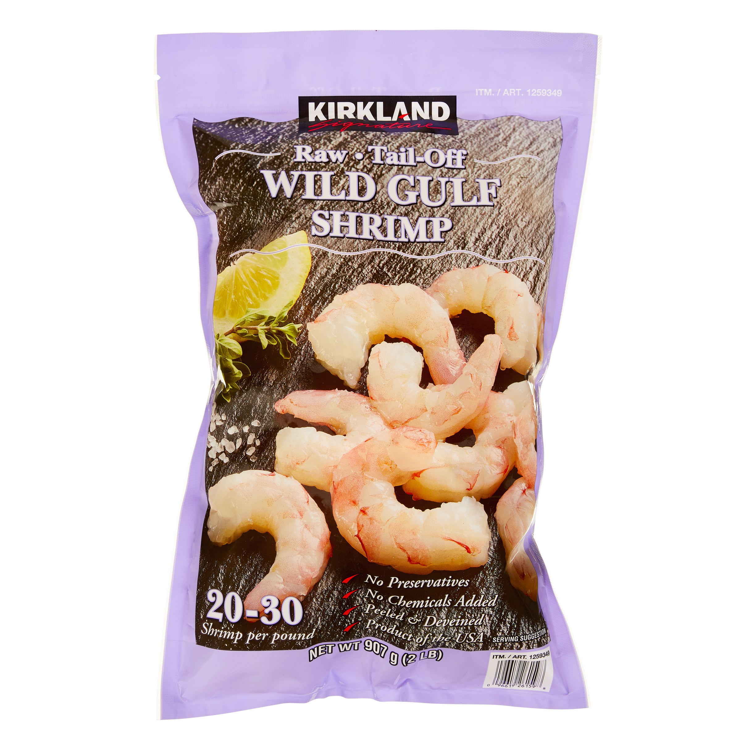 KIRKLAND SIGNATURE 20/30 RAW GULF TAIL OFF SHRIMP 2 LBS - Image 1