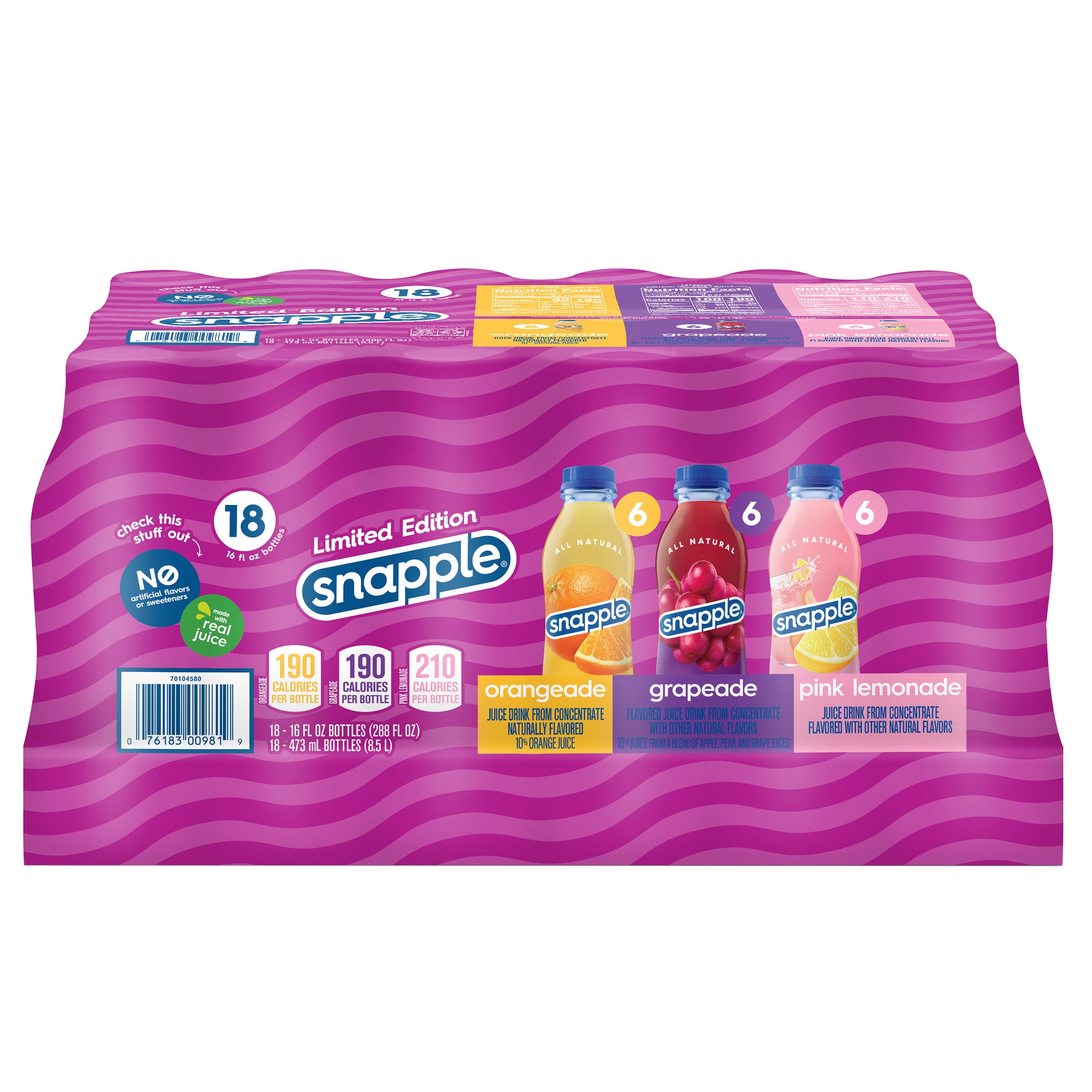 SNAPPLE SUMMER FLAVOR ADES 18/16 FL OZ (9 QTS) - Image 1