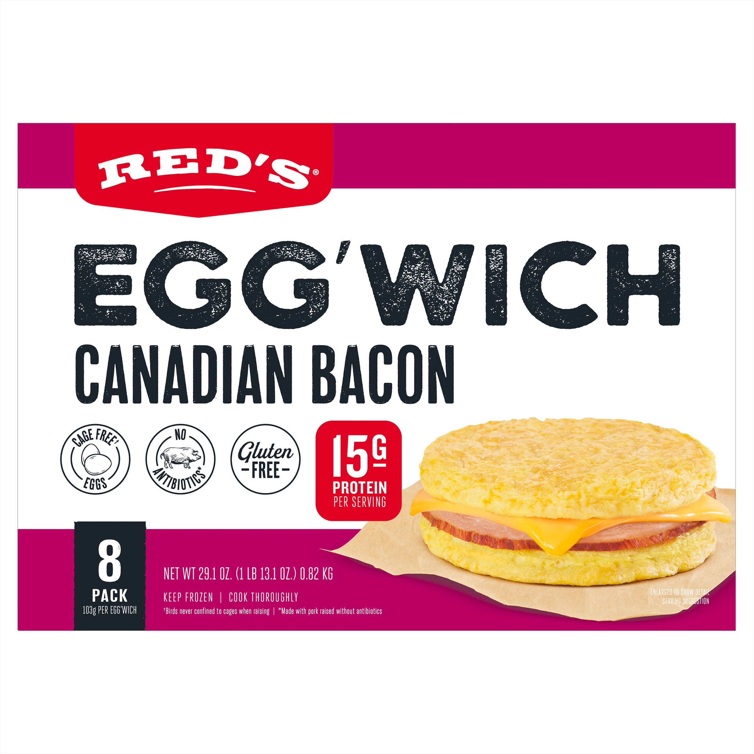 RED'S CANADIAN BACON EGG'WICH 8 PACK, 29.1 OZ