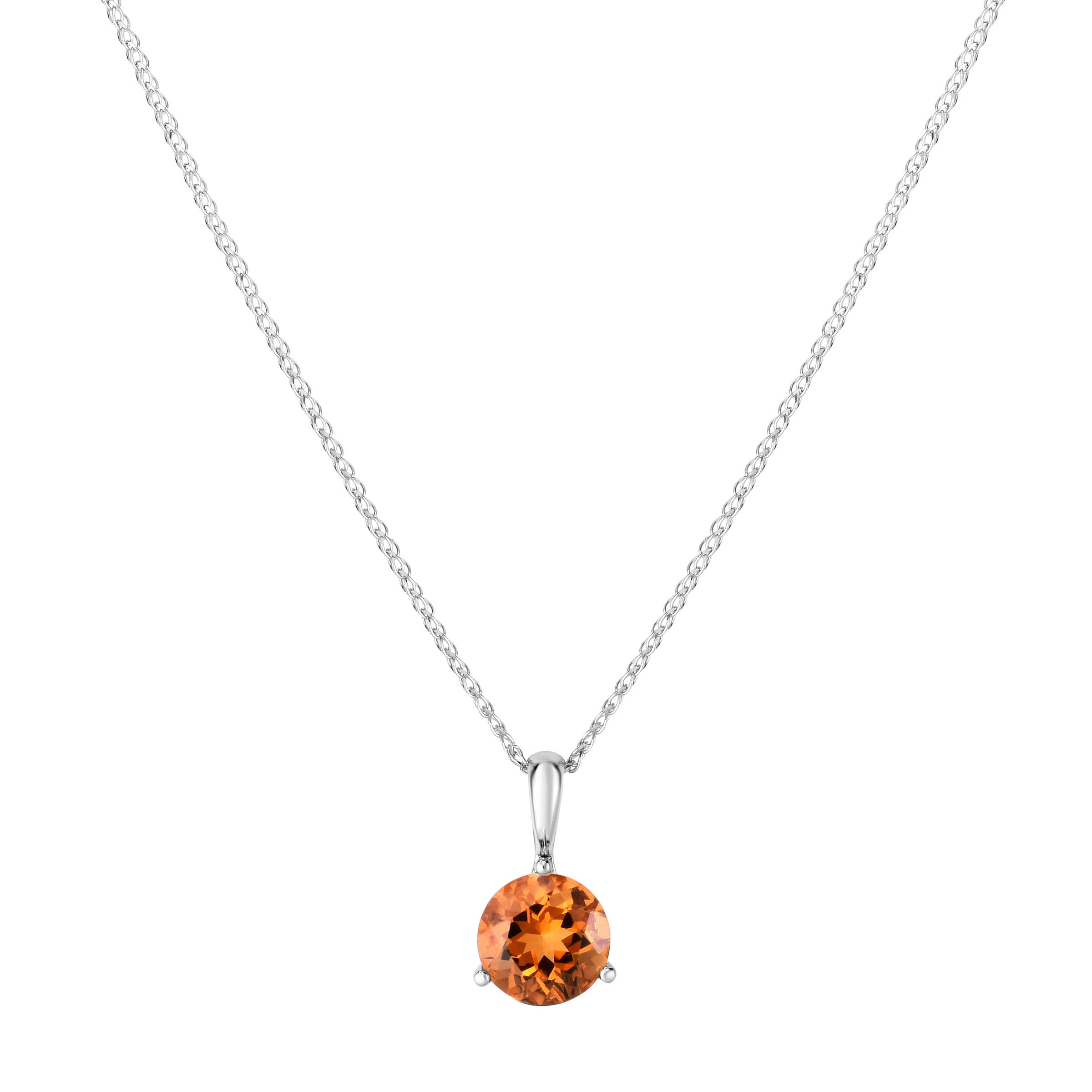 14KT WHITE GOLD 8MM CITRINE 18¨ PENDANT