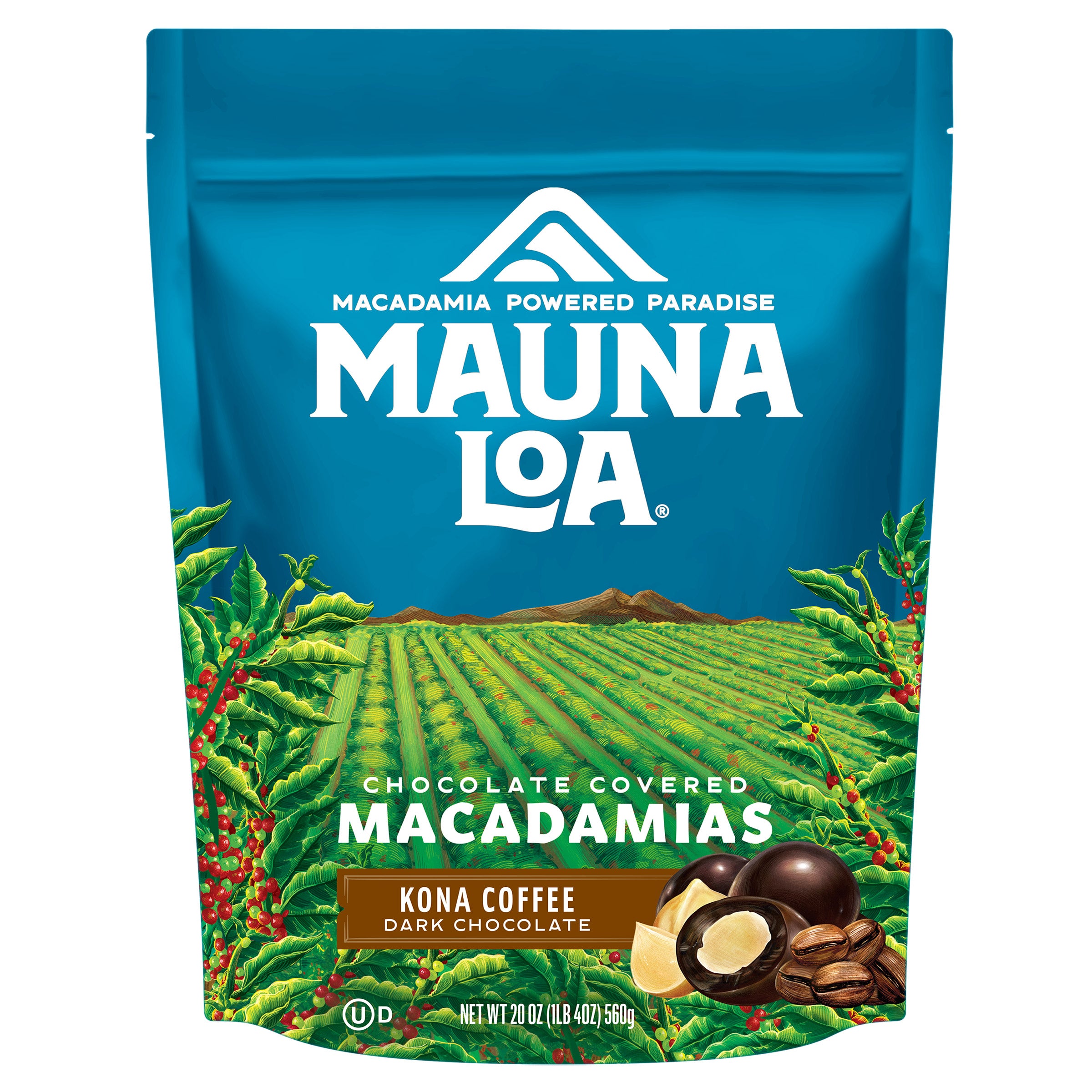 MAUNA LOA DARK CHOCOLATE KONA COFFEE MAC NUTS 20 OZ - Image 1