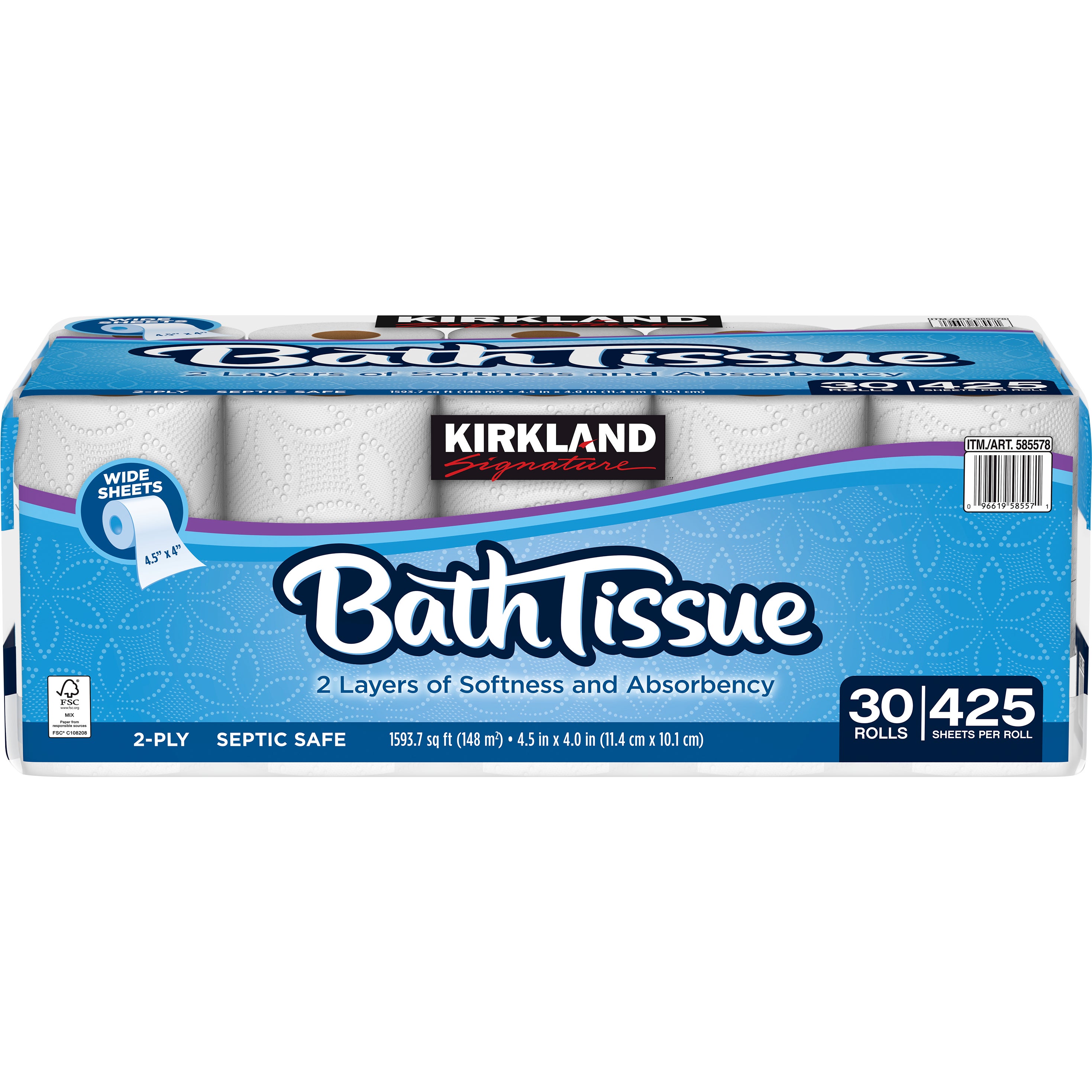 KIRKLAND SIGNATURE 2-PLY BATH TISSUE 30 ROLLS/425 SHEETS - Image 1