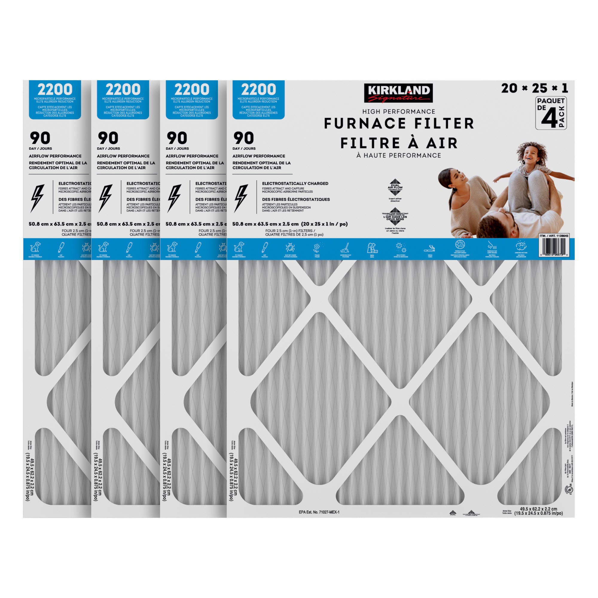 KIRKLAND SIGNATURE 2200 MPR 4PK 20¨X25¨X1¨