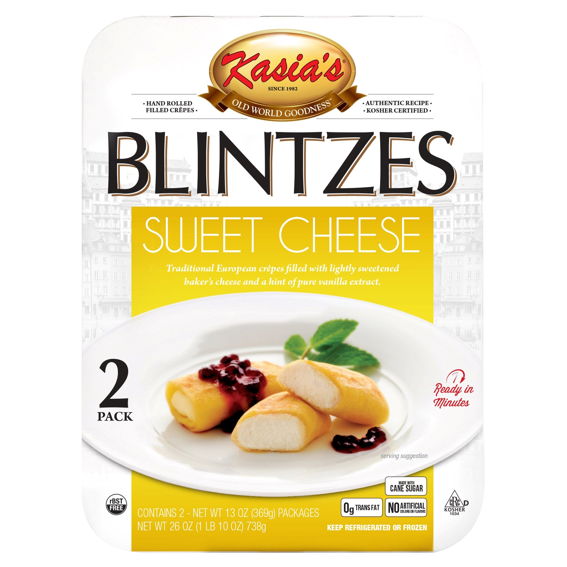 KASIA'S CHEESE BLINTZES 2/13 OUNCE PACKAGES