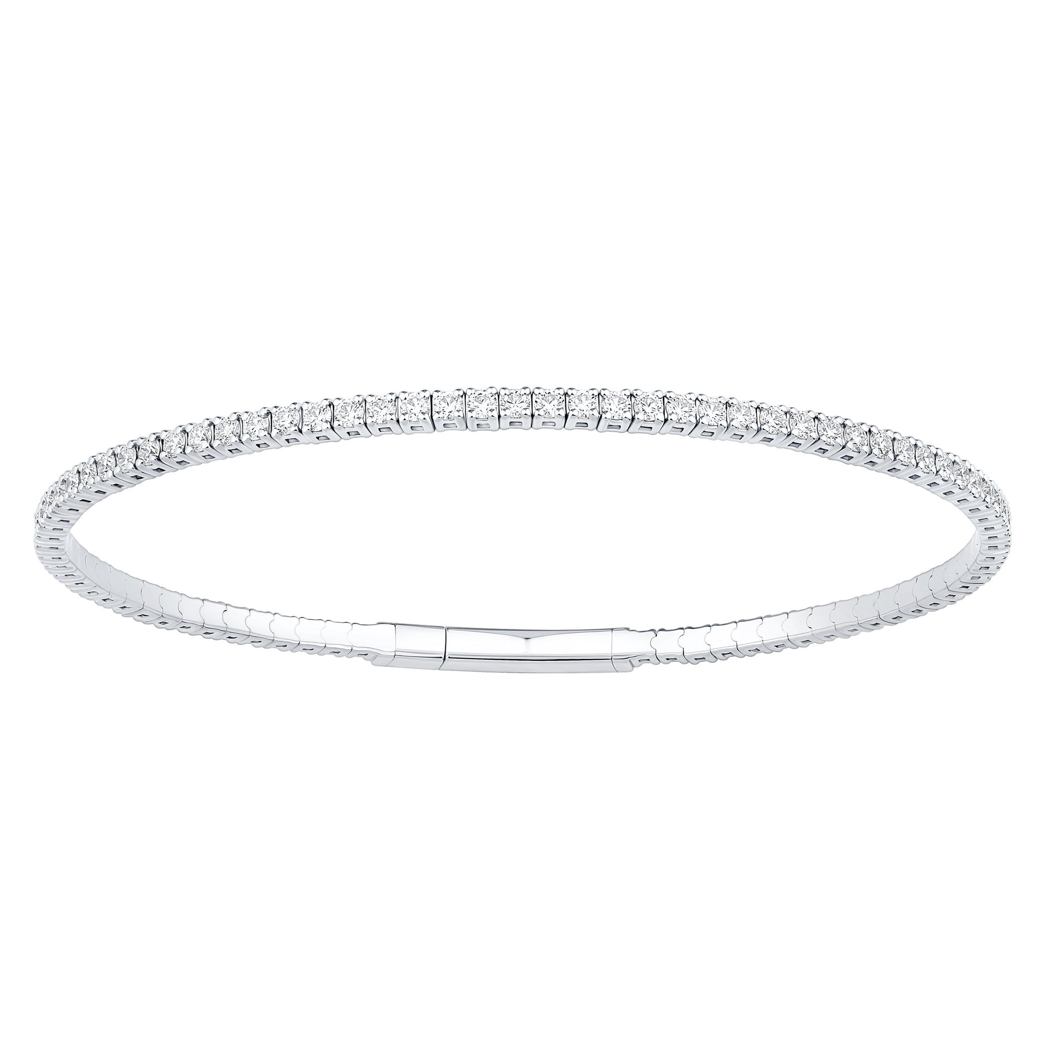 14KT WHITE GOLD VS2 G 2.00CTW ROUND DIAMOND BANGLE BRACELET - Image 1