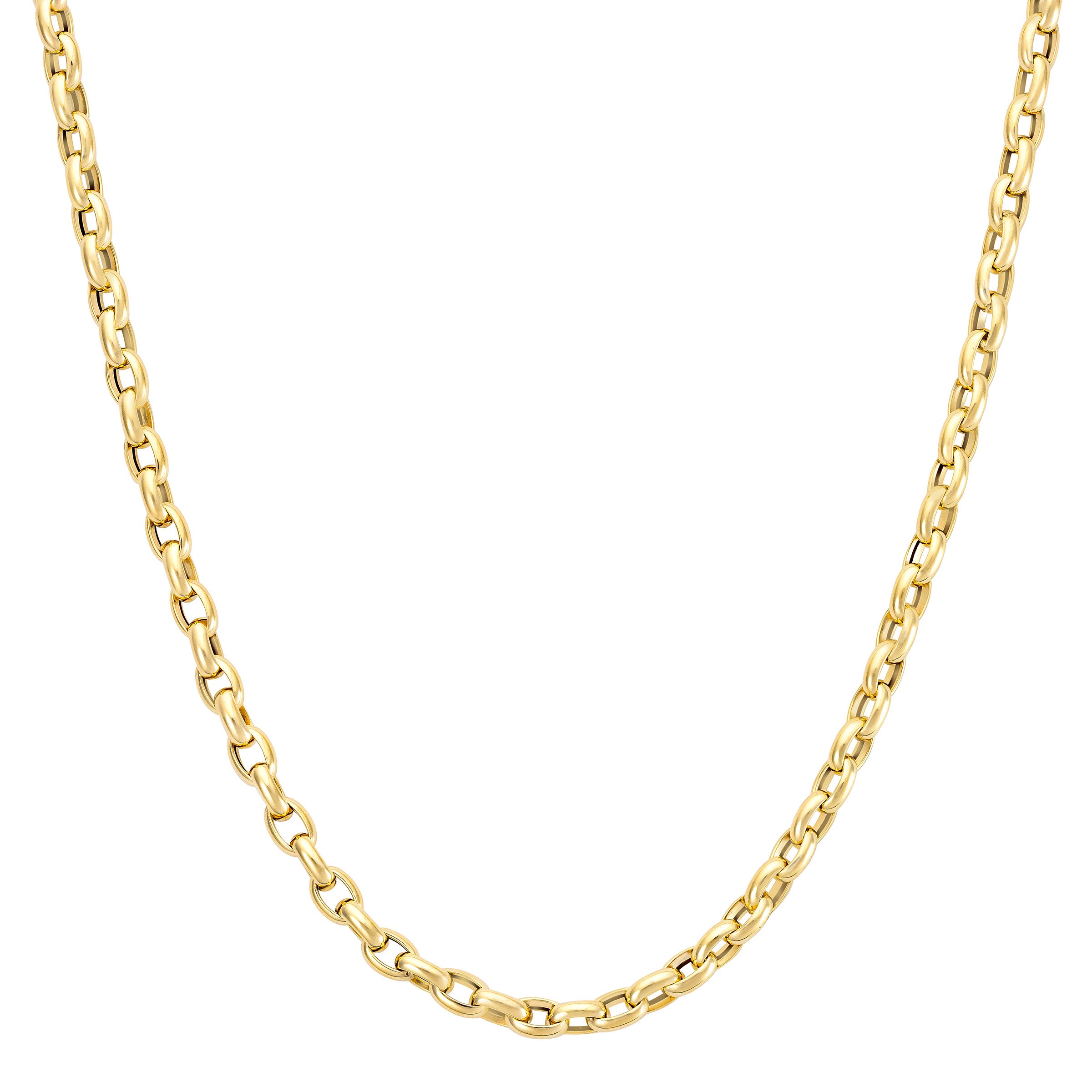 14KT YELLOW GOLD OVAL ROLO NECKLACE MADE IN ITALY - Image 1