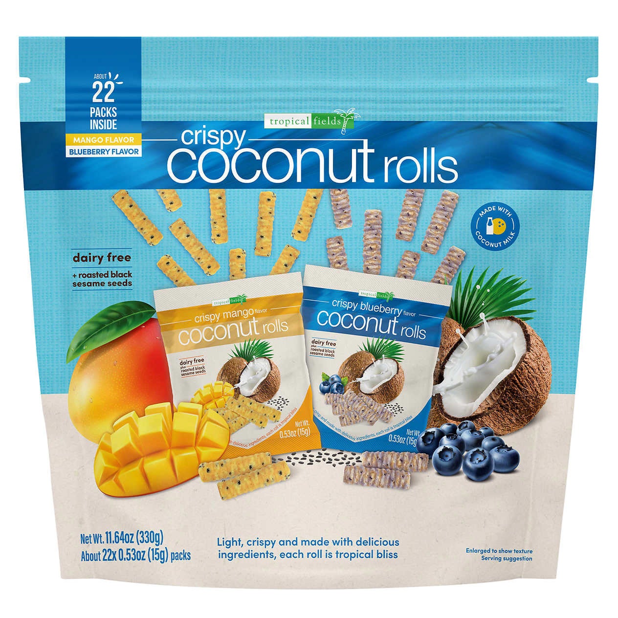 TROPICAL FIELDS COCONUT ROLL VARIETY 11.64 OZ (0.72 LBS)