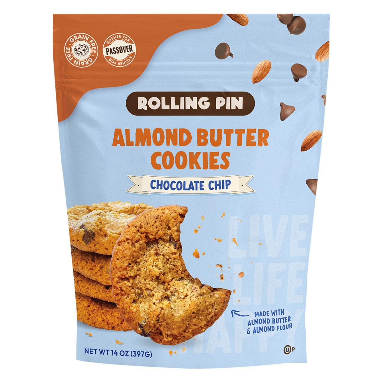 ROLLING PIN COOKIES ALMOND BTR CHOC CHIP 14 OZ (0.87 LB)