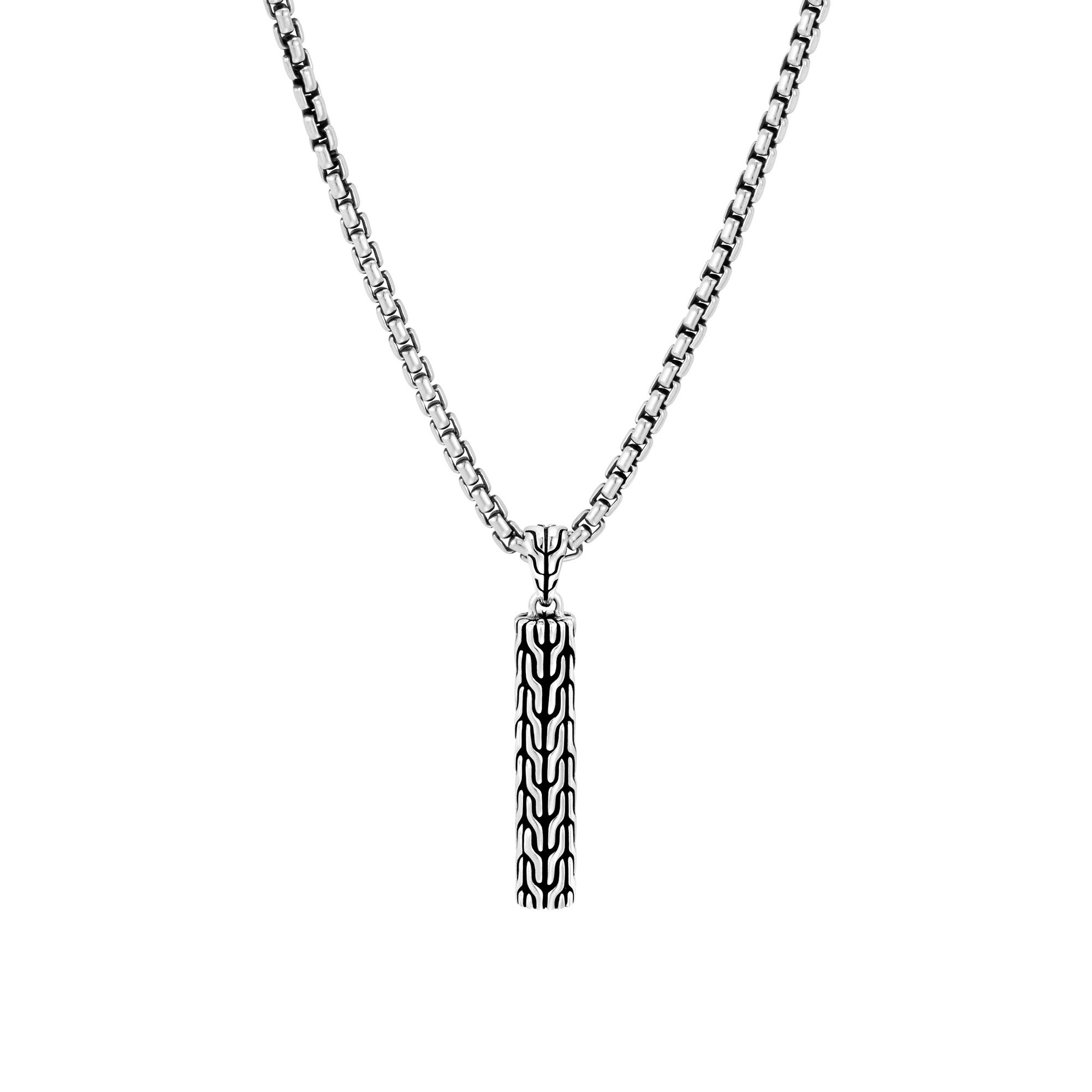 JOHN HARDY STERLING SILVER 24¨ BOX CHAIN W/PENDANT - Image 1