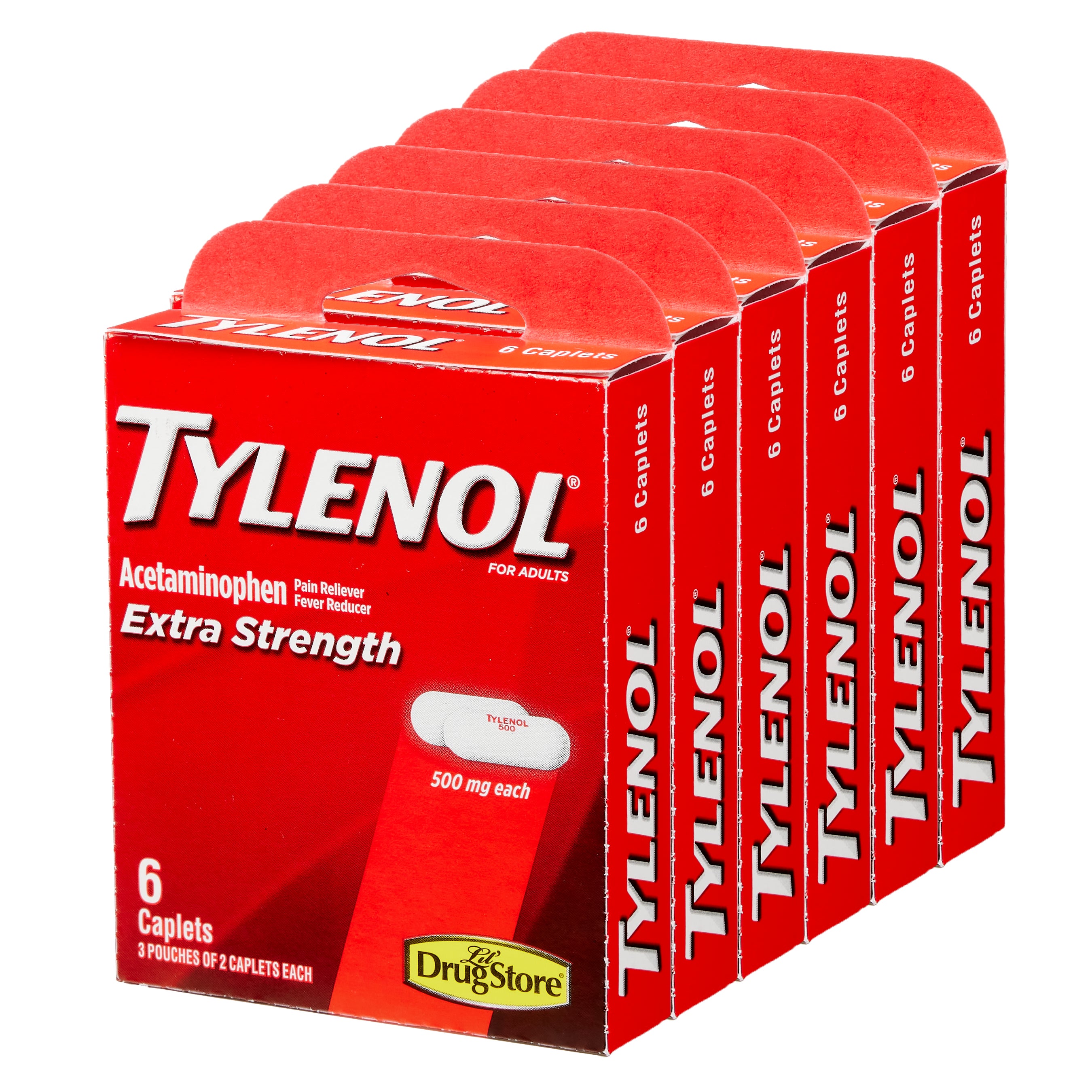 TYLENOL EXTRA STRENGTH CAPLETS 500 MG 6/6PK - Image 1