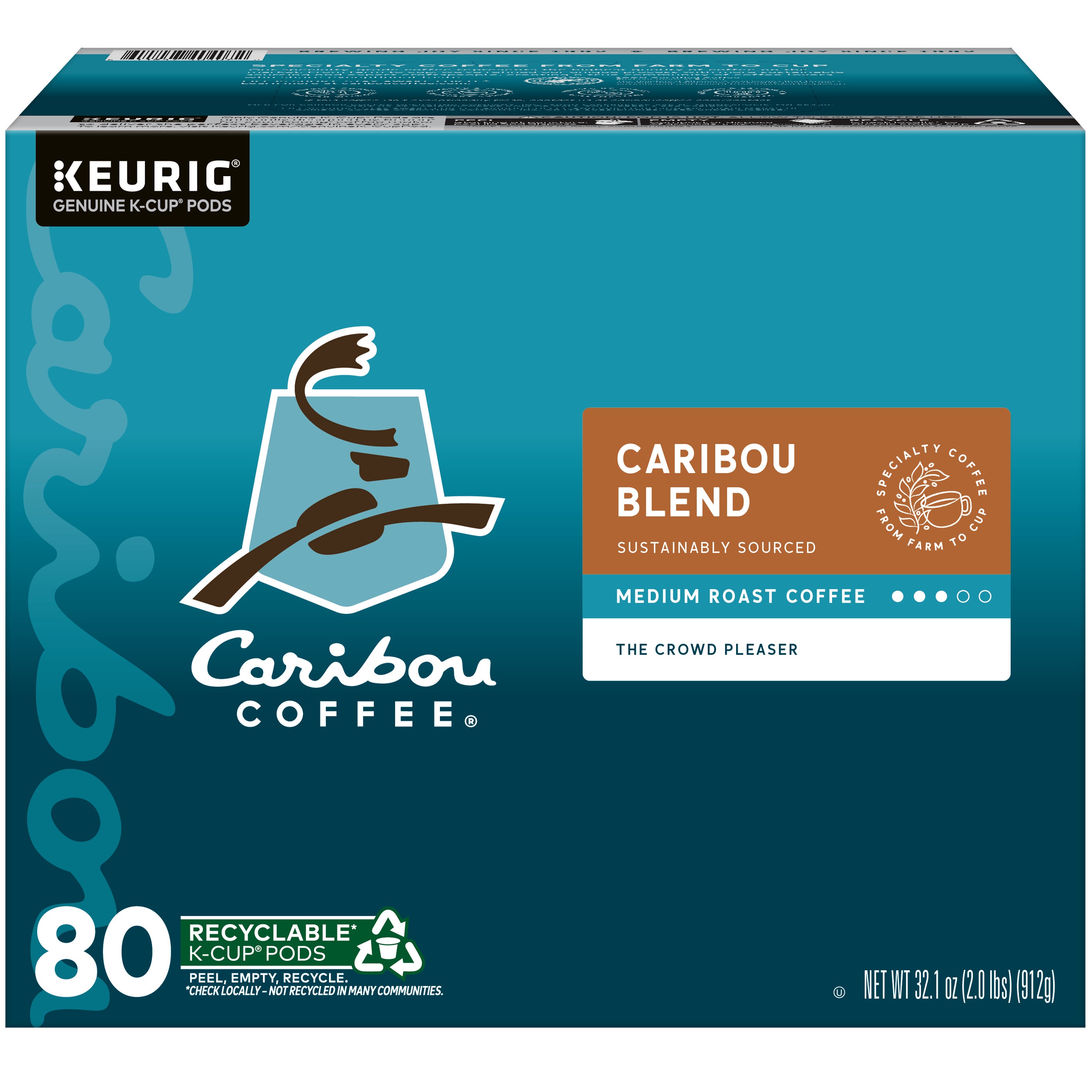 CARIBOU COFFEE CAIRBOU BLEND 80 CT K-CUP PODS - Image 1
