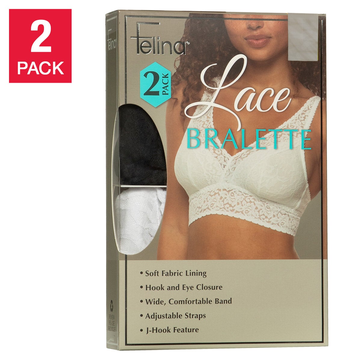 FELINA WOMEN'S LACE BRALETTE 2PK