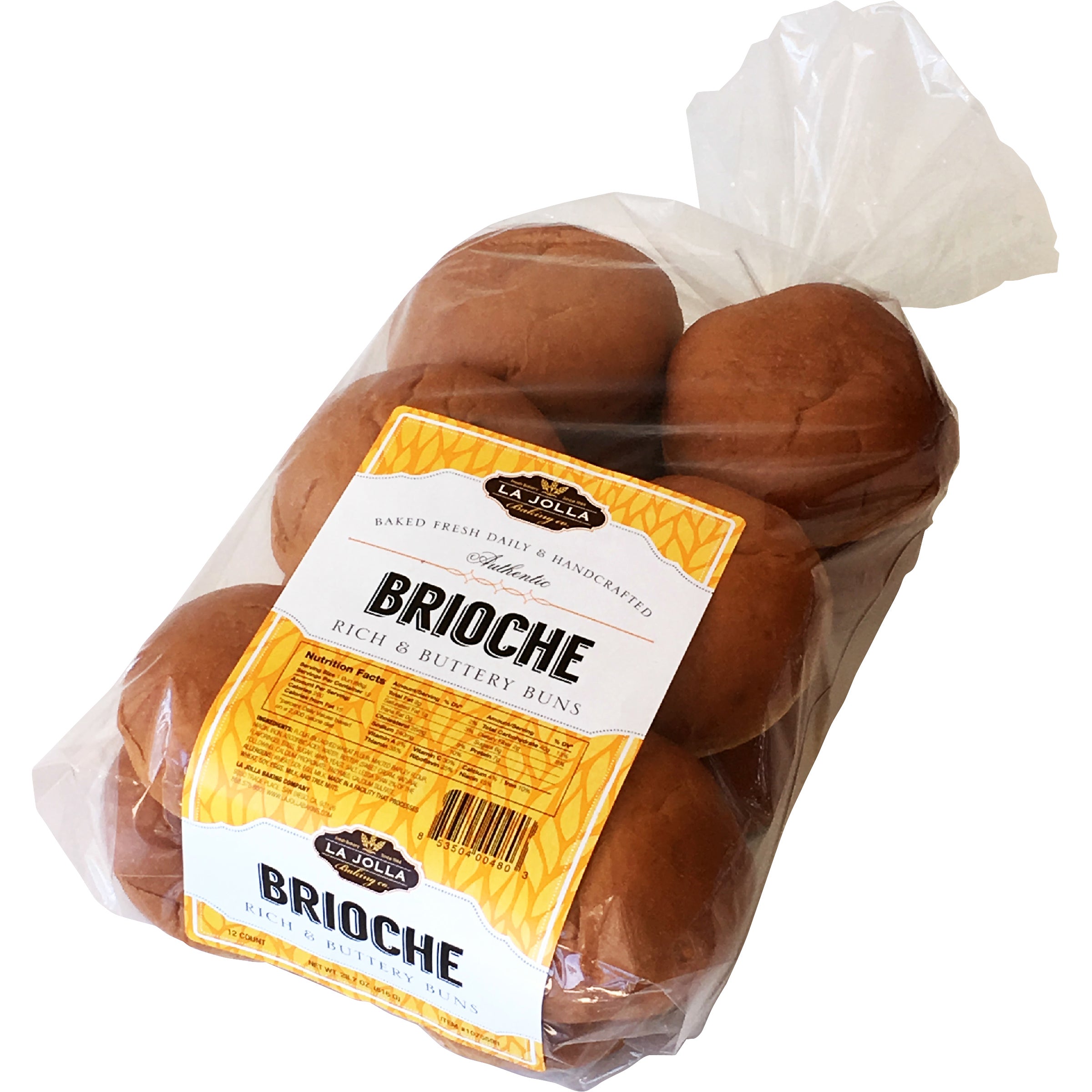 LA JOLLA BAKING CO. BRIOCHE HAMBURGER BUNS 12 CT