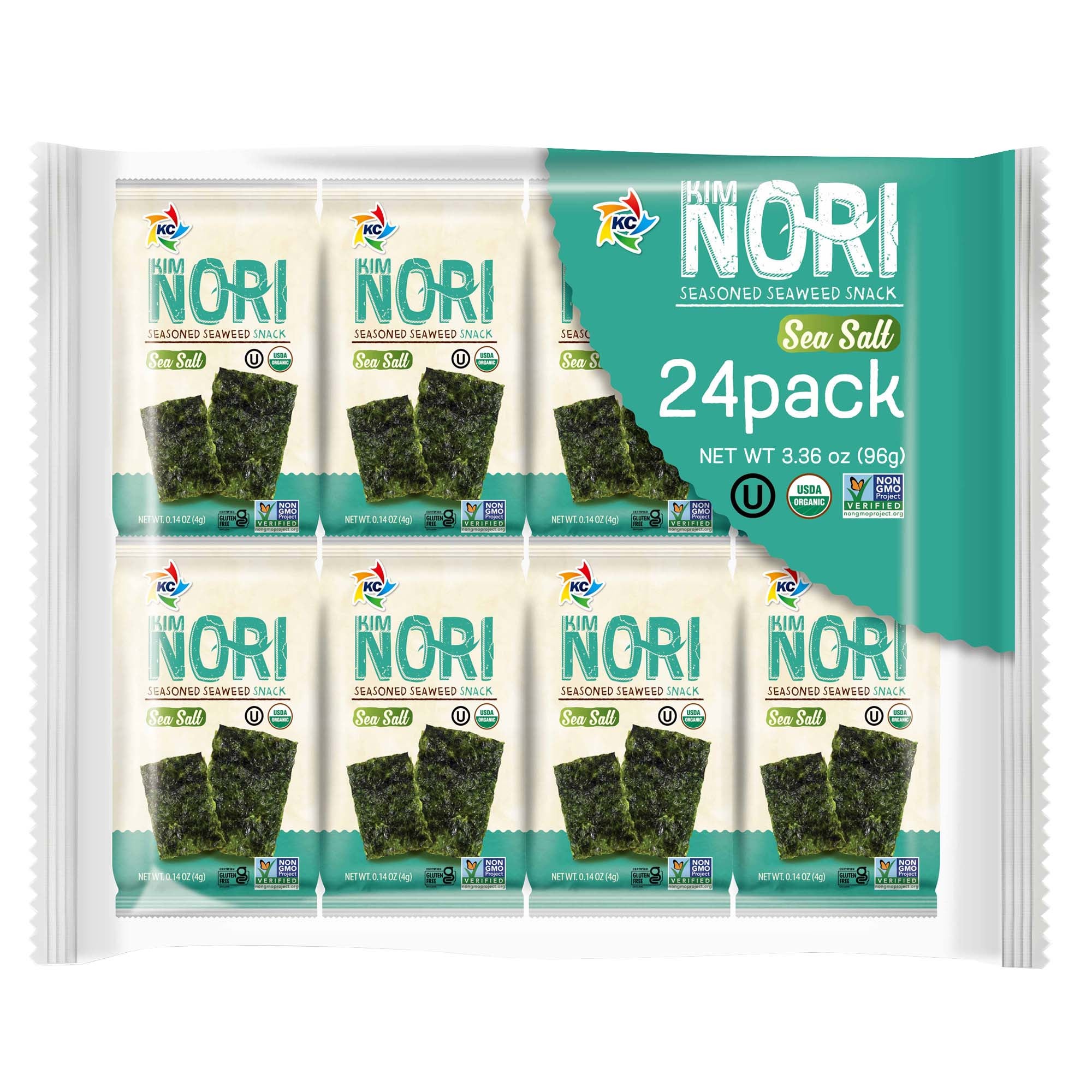KIMNORI ORGANIC SEAWEED SNACKS SEASALT 24/0.14 OZ
